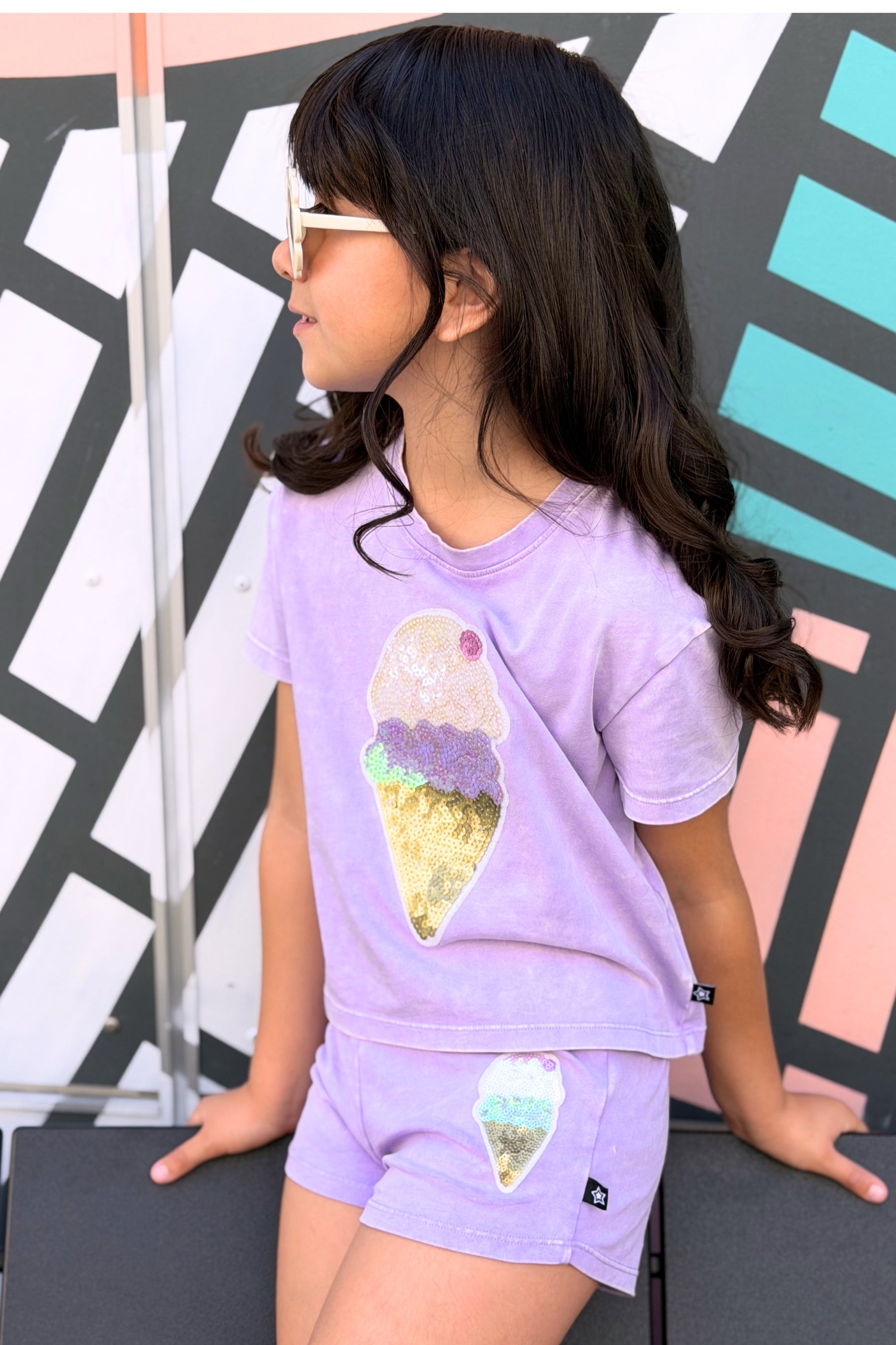Vintage Washed Cotton Easy Tee & Dolphin Short Set - Pink Butterfly