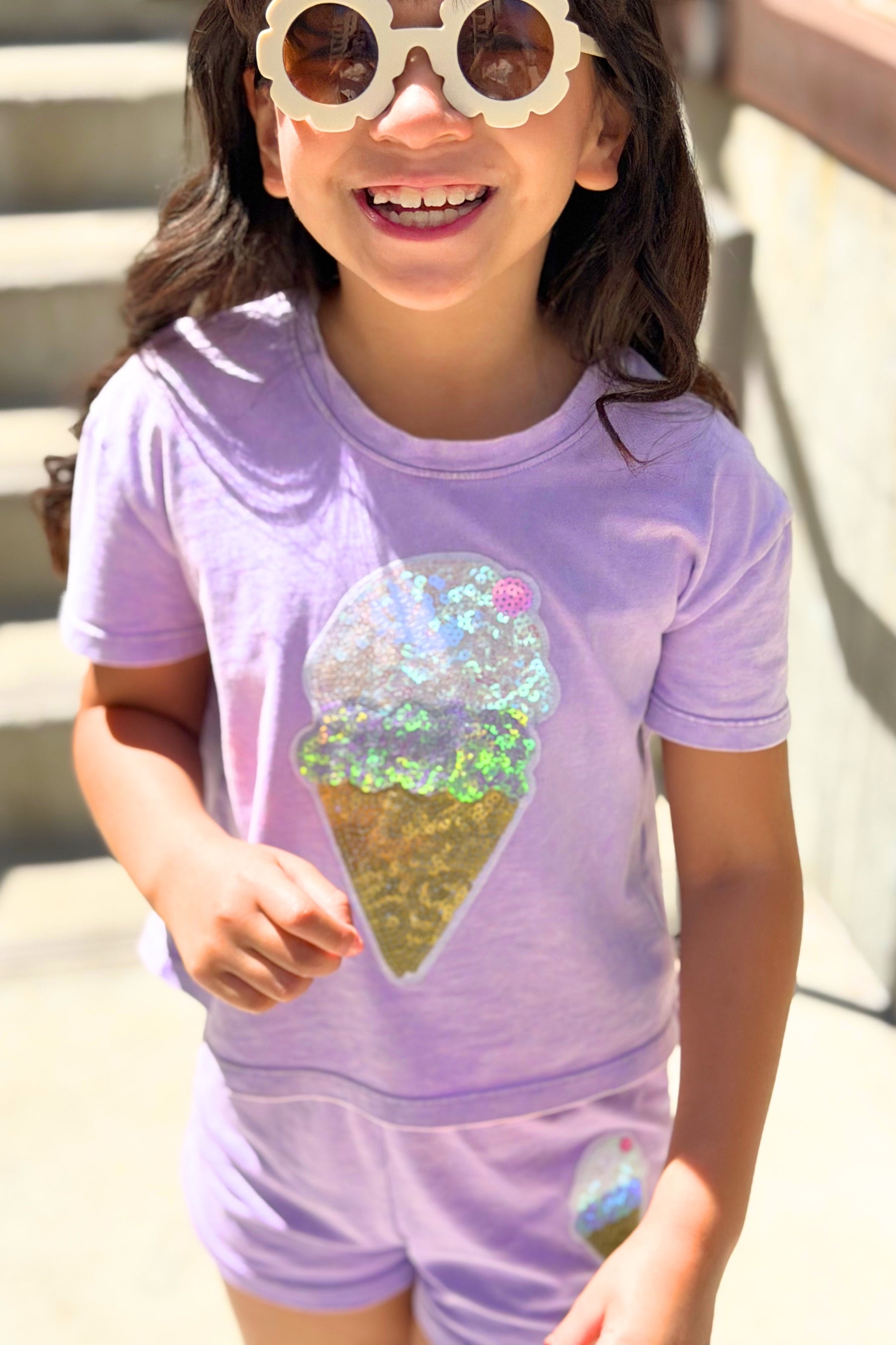Vintage Washed Cotton Easy Tee & Dolphin Short Set - Pink Butterfly