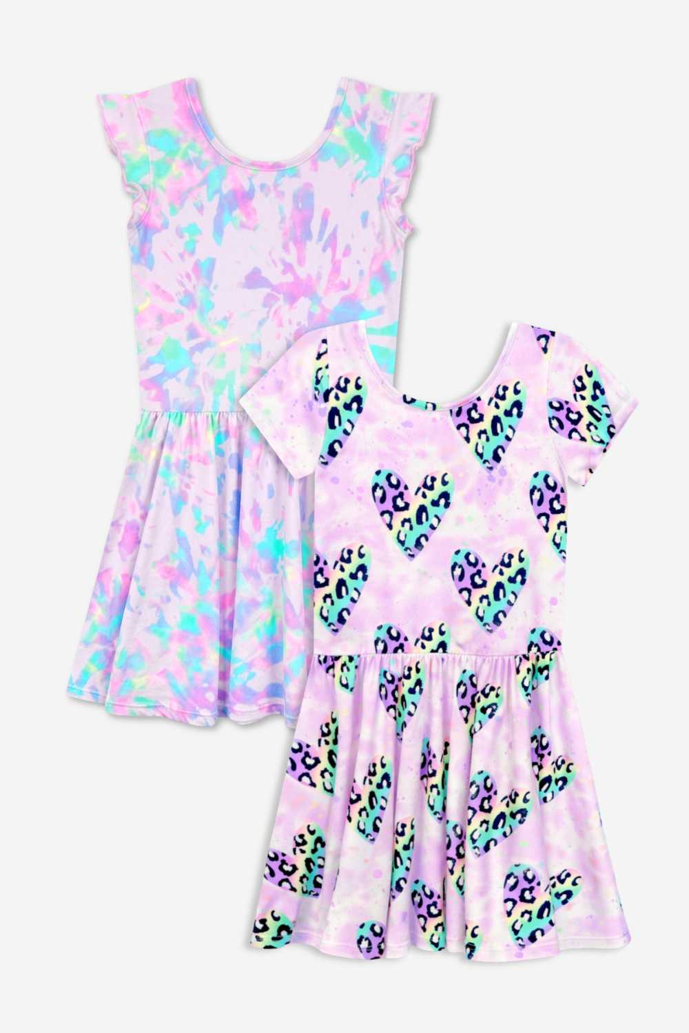 2-Pack Simply Soft Short Sleeve Dress - Pink Daisy Rainbow | Pastel Rainbow Unicorn - NEW!