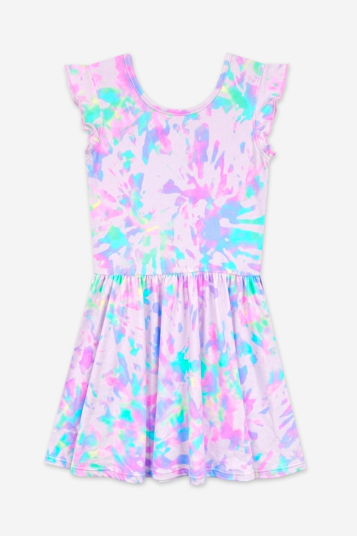 Simply Soft Flutter Sleeve Be Happy Dress - Pink Tie Dye Sequin Butterfly - NEW!