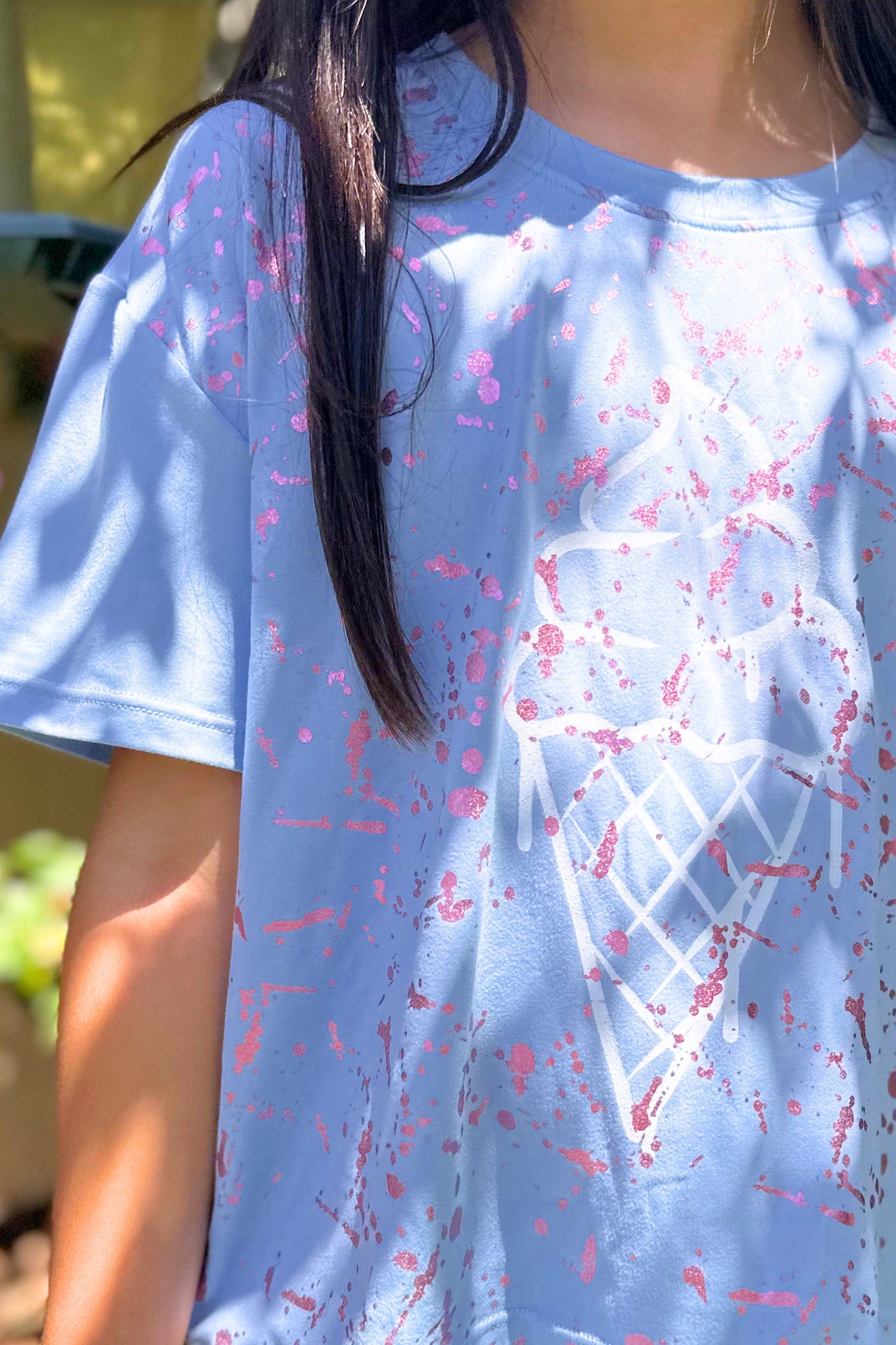 Simply Soft Easy Tee & Dolphin Short Set - Lt Blue Pink Foil Ice Cream