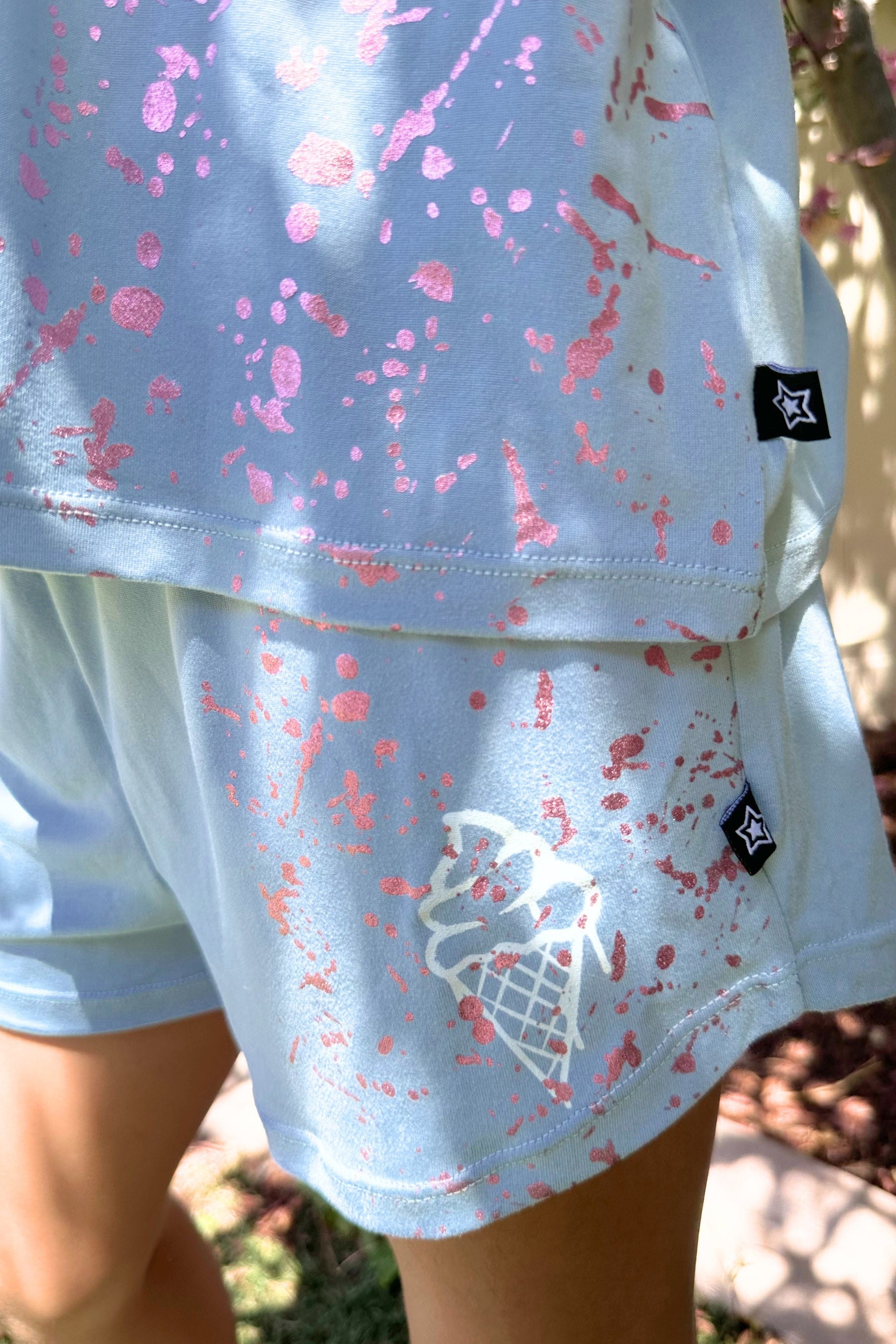 Simply Soft Easy Tee & Dolphin Short Set - Lt Blue Pink Foil Ice Cream
