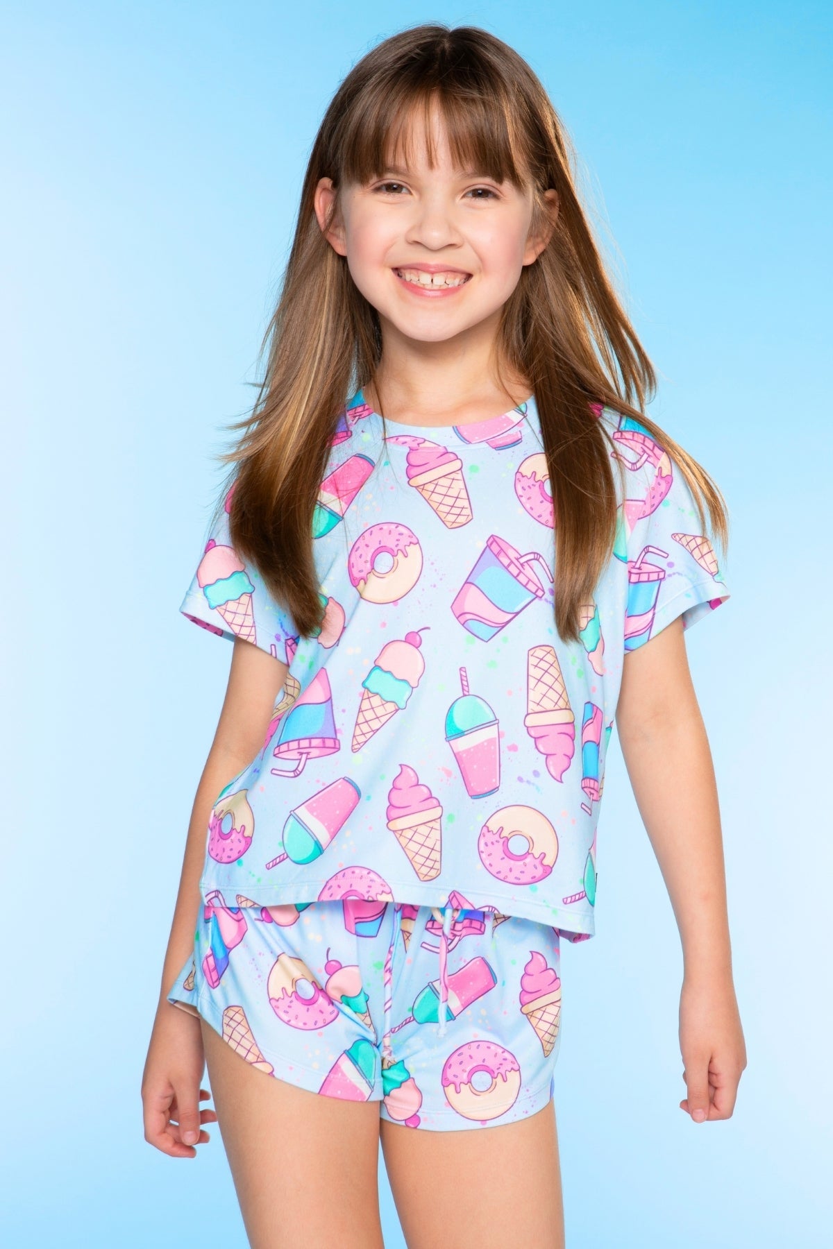 Simply Soft Easy Tee & Dolphin Short - Blue Rainbow Ice Cream
