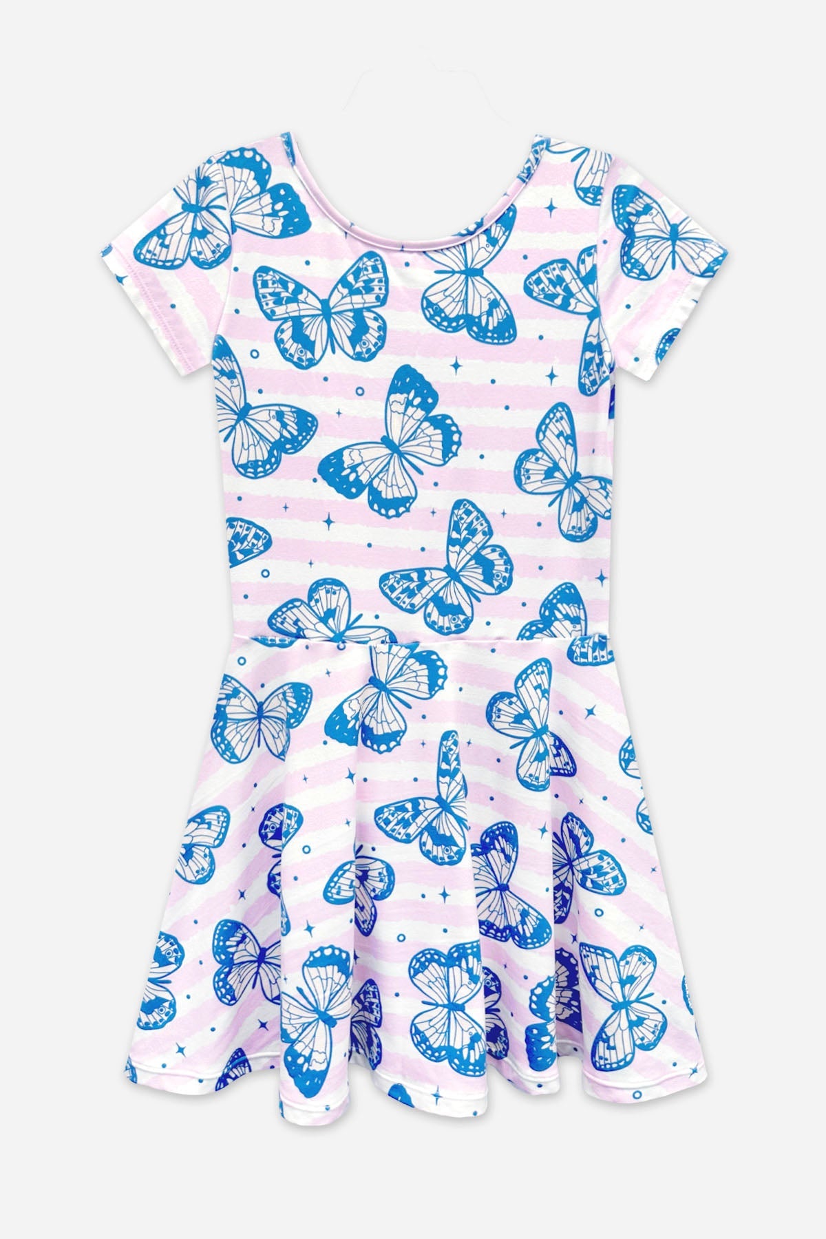 Simply Soft Short Sleeve Skater Dress - Denim Rainbow Graffiti - NEW!
