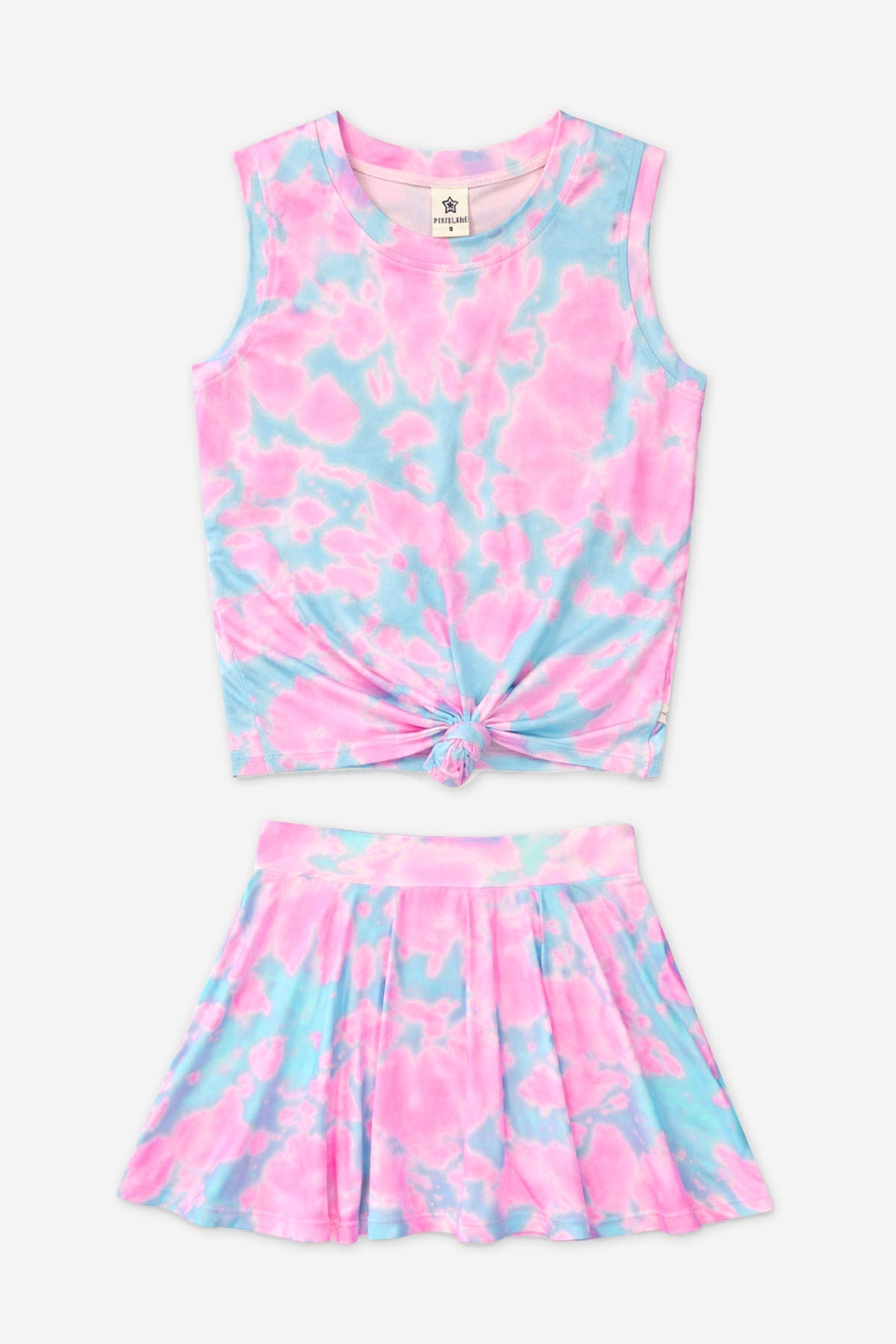 Simply Soft Sleeveless Tie Front Tank & Skort Set - Pink Teal Tie Dye - NEW!