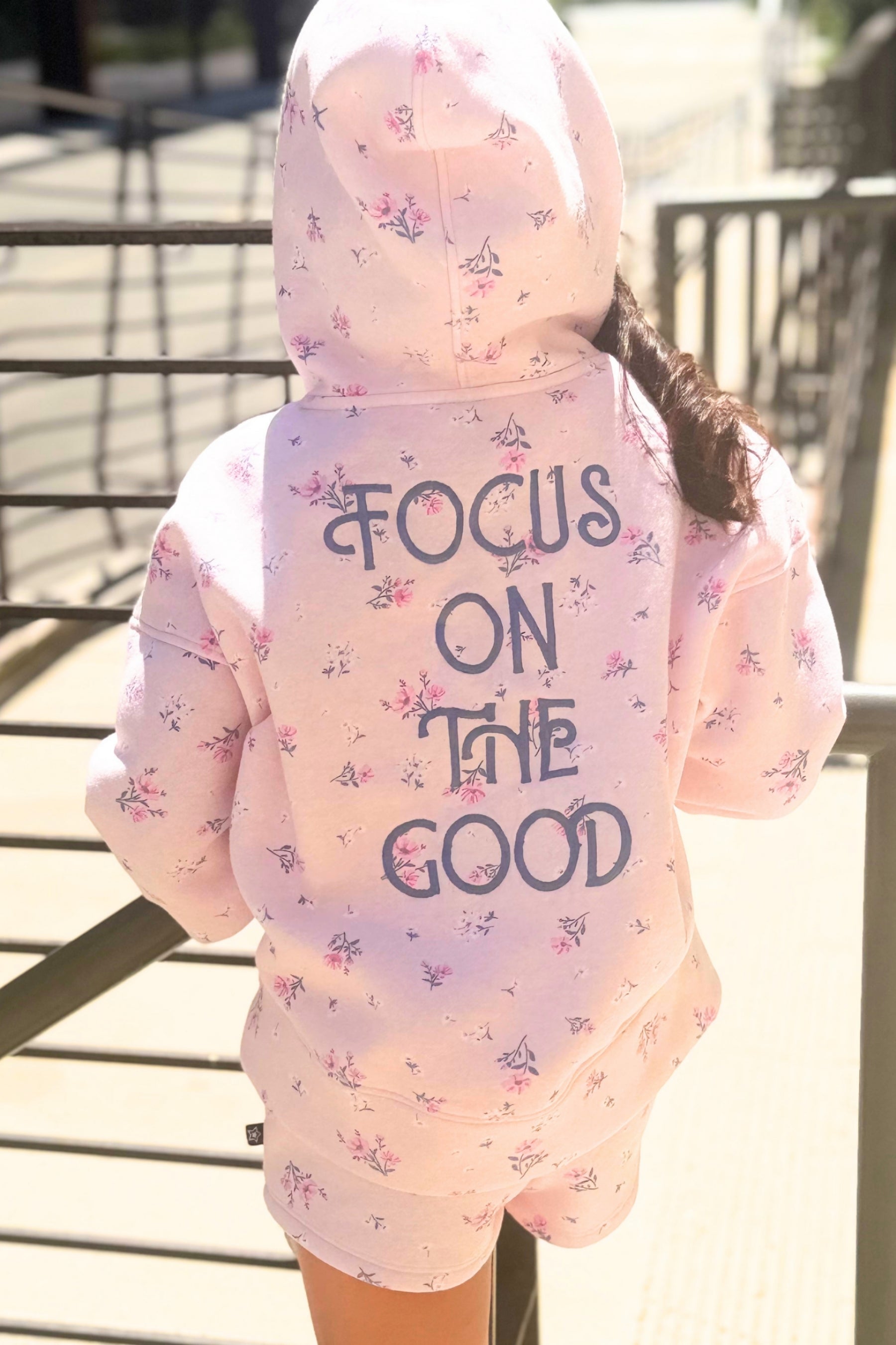 Cloud Soft French Terry Everyday Hoodie - Blush Focus On The Good Ditsy Lilac Floral