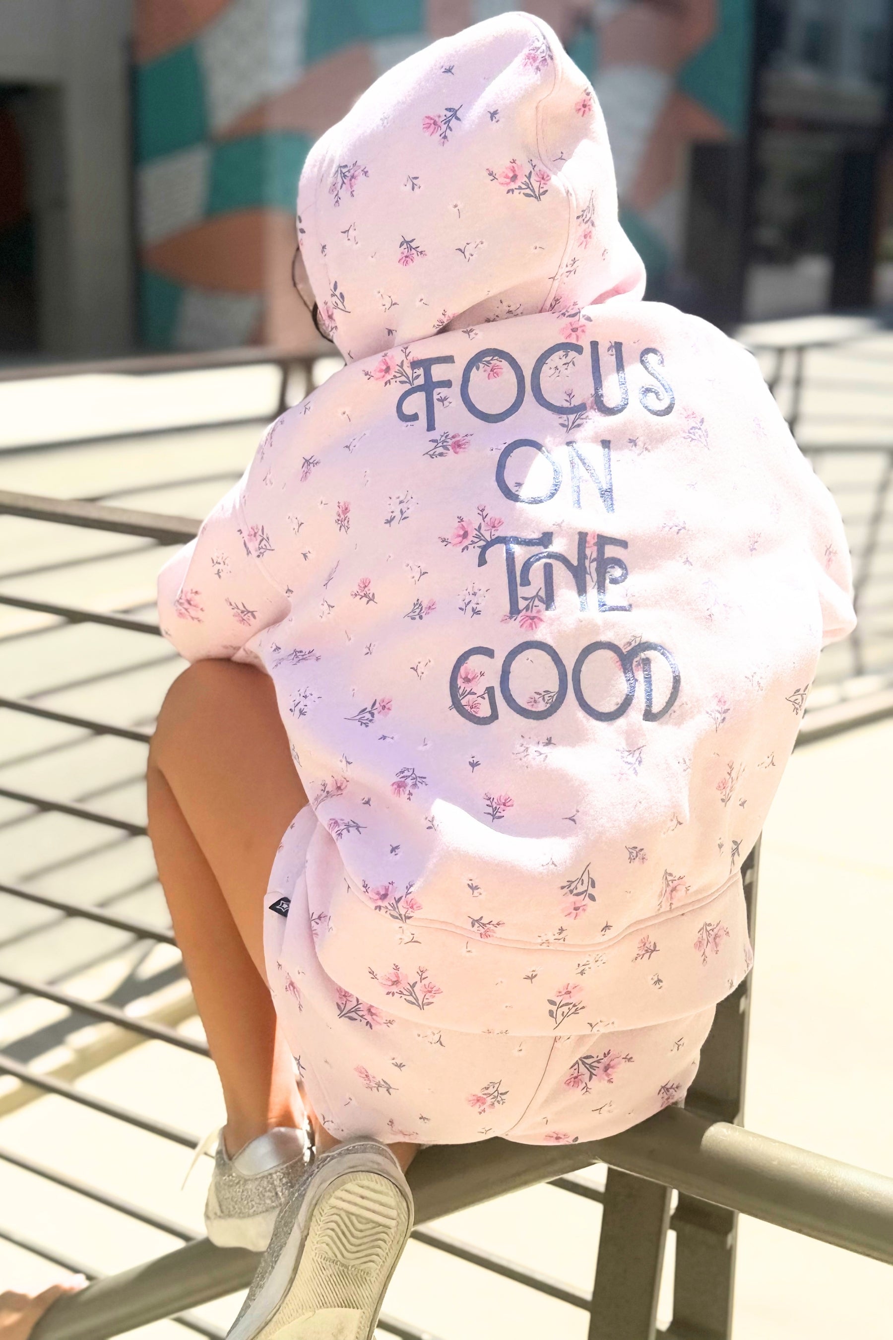 Cloud Soft French Terry Everyday Hoodie - Blush Focus On The Good Ditsy Lilac Floral
