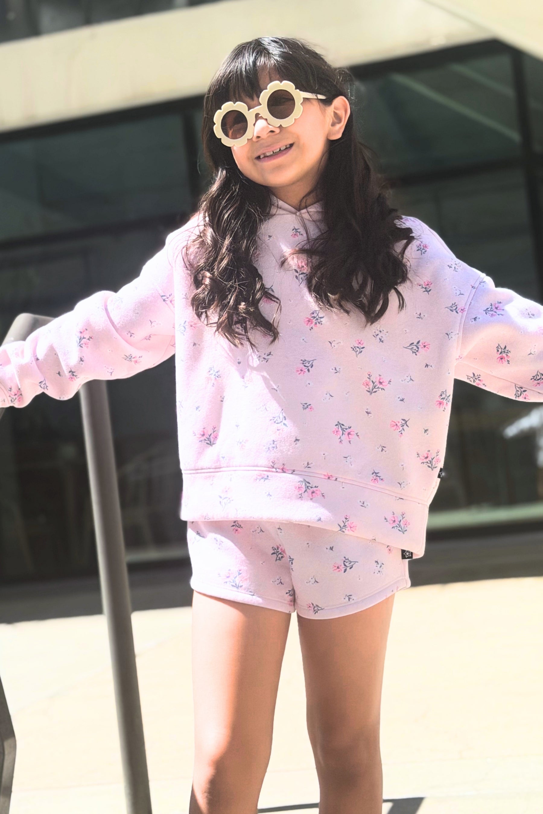 Cloud Soft French Terry Everyday Hoodie - Blush Focus On The Good Ditsy Lilac Floral