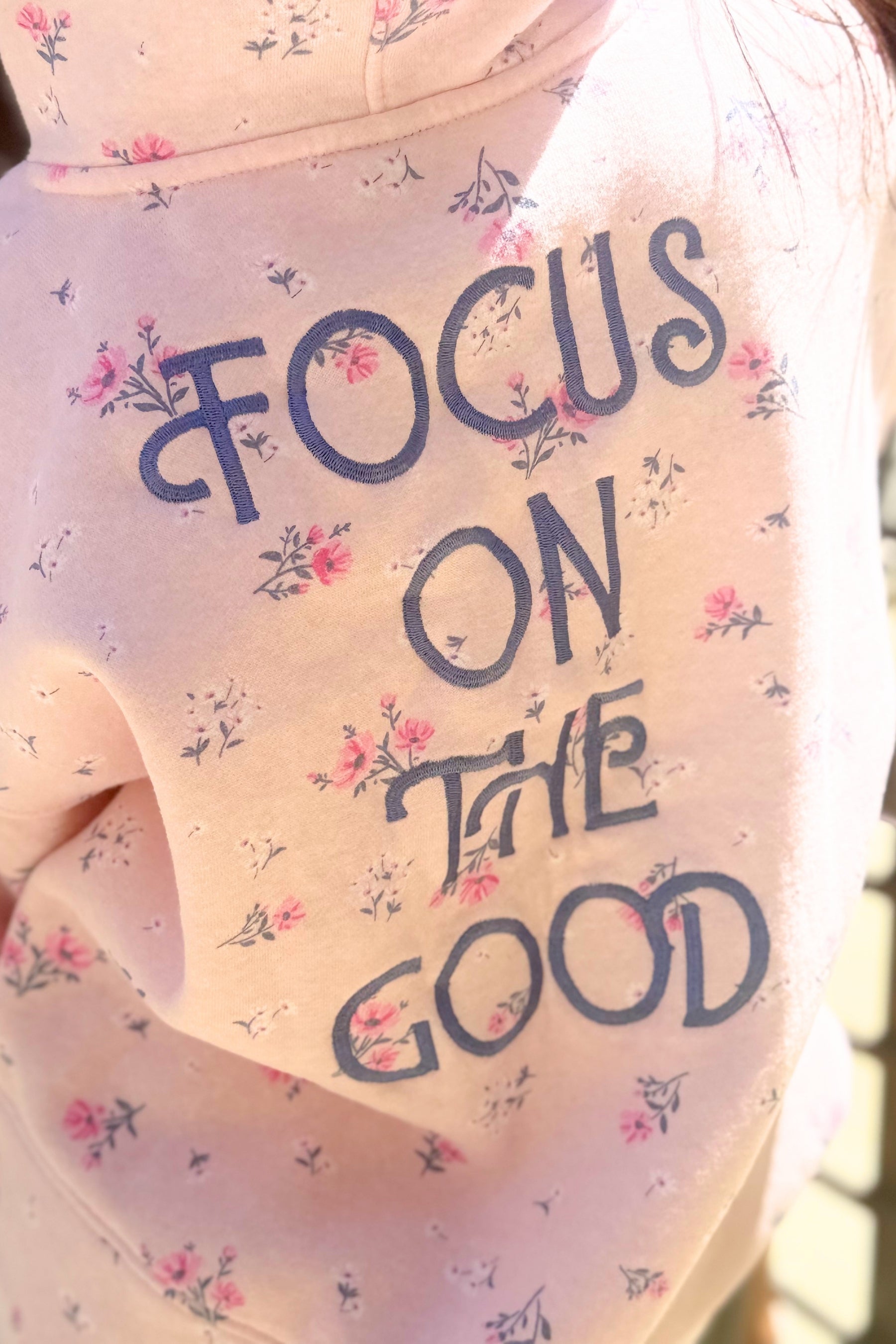 Cloud Soft French Terry Everyday Hoodie - Blush Focus On The Good Ditsy Lilac Floral