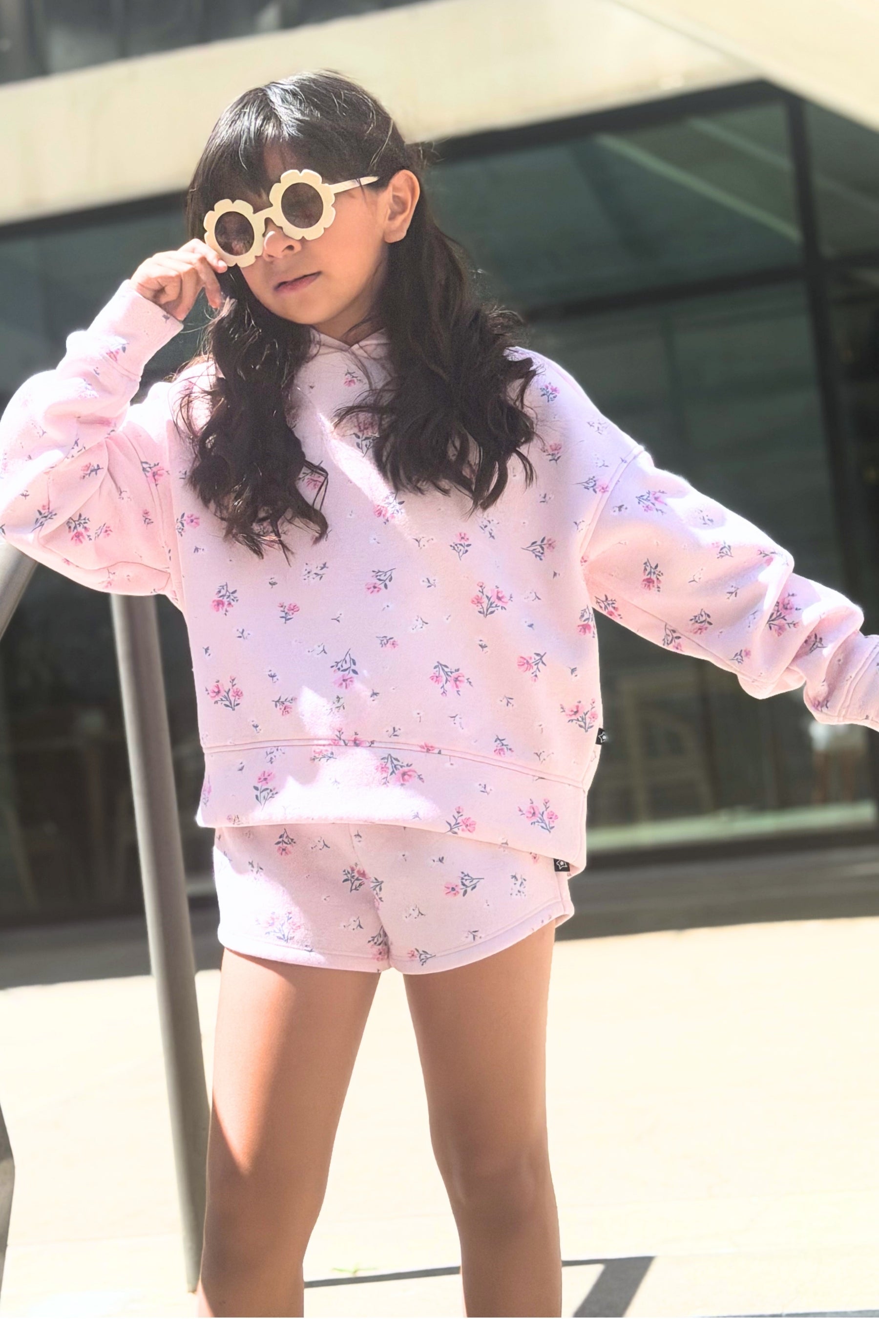 Cloud Soft French Terry Everyday Hoodie - Blush Focus On The Good Ditsy Lilac Floral