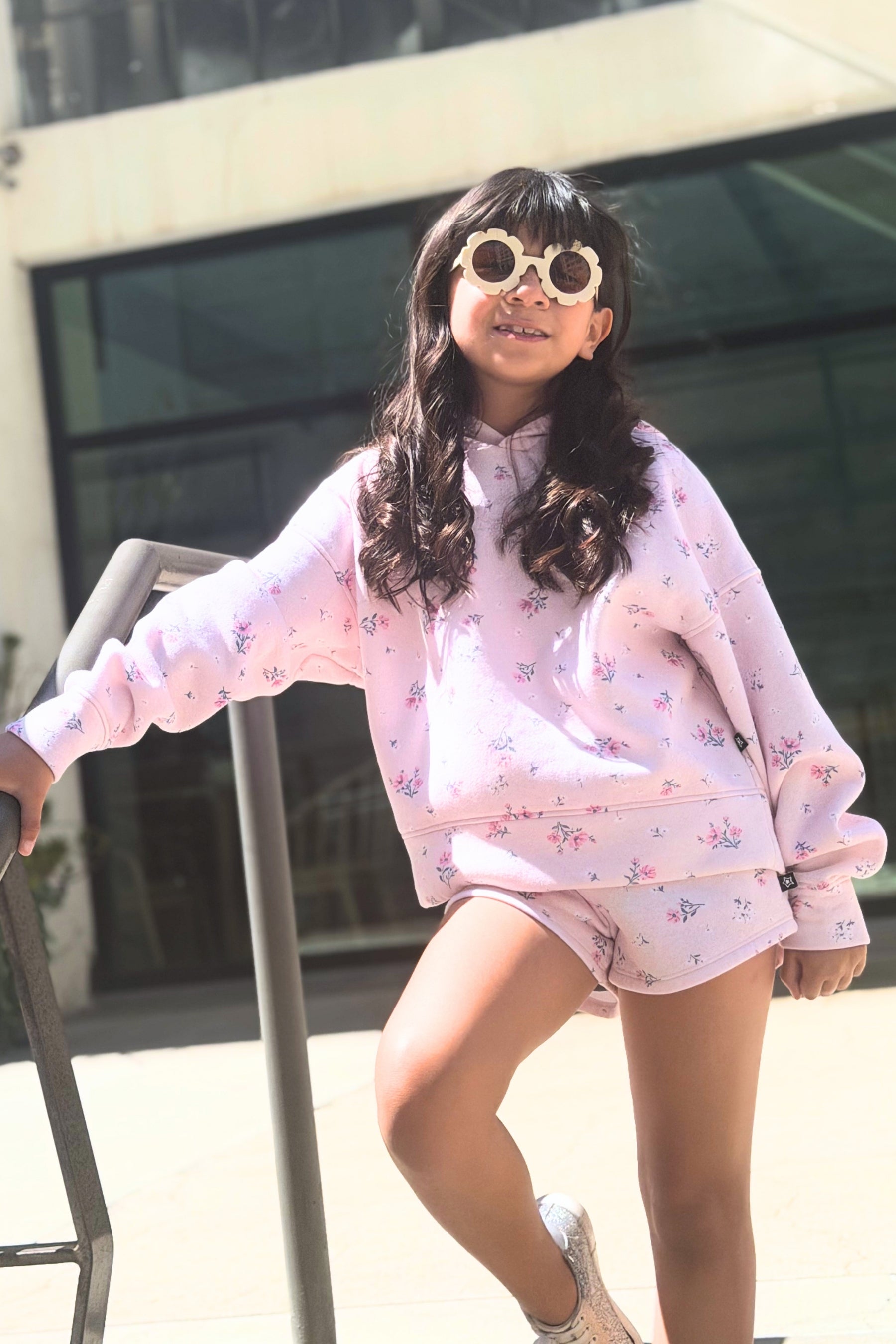 Cloud Soft French Terry Everyday Hoodie - Blush Focus On The Good Ditsy Lilac Floral