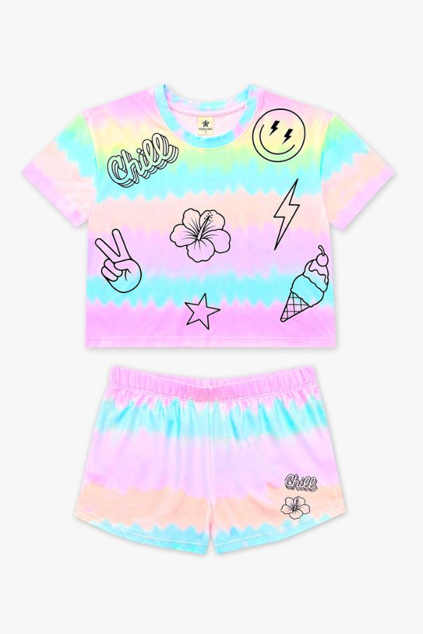 Simply Soft Easy Tee & Dolphin Short Set - Lt Blue Pink Foil Ice Cream