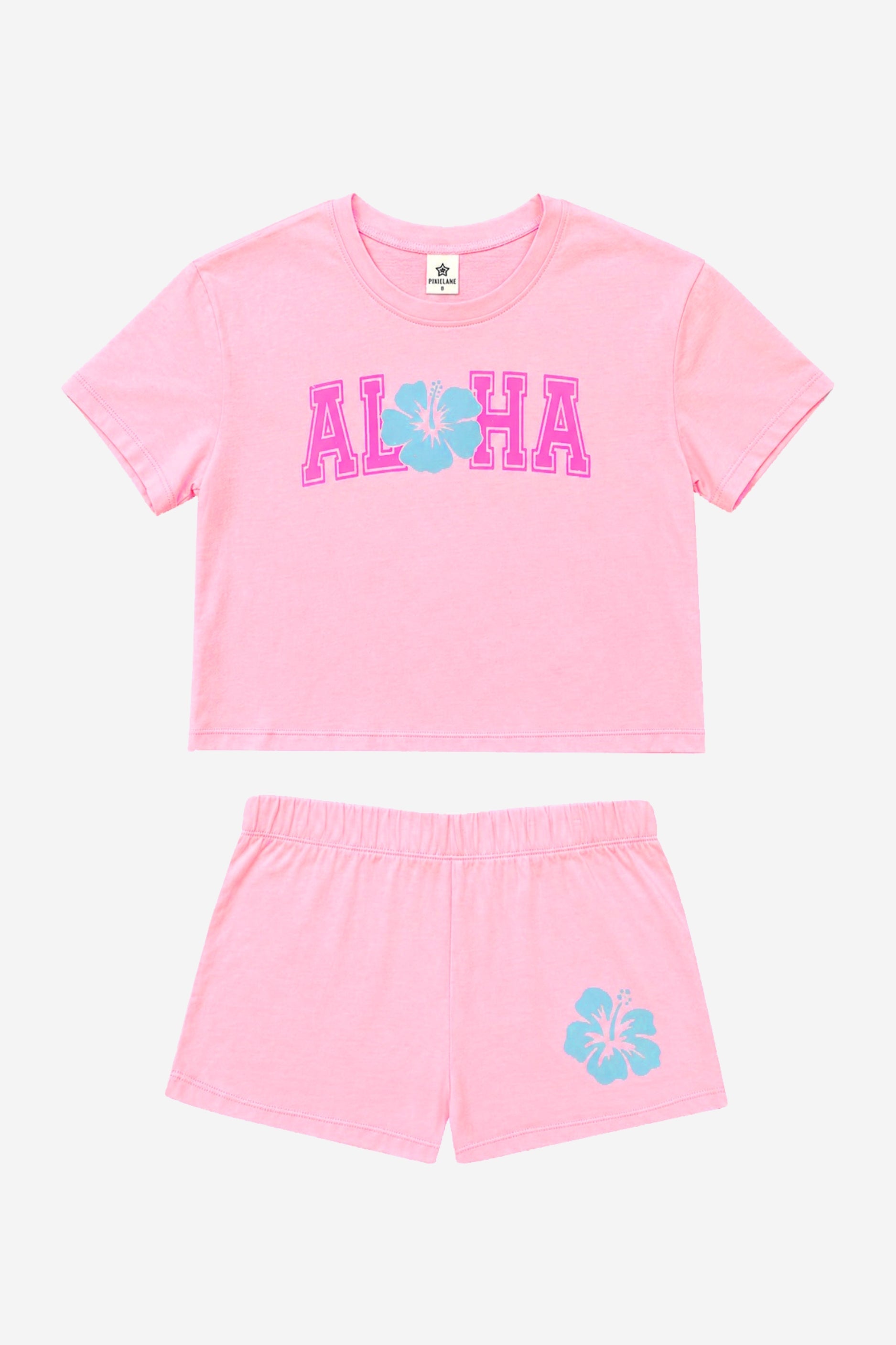 Washed Cotton Easy Tee & Dolphin Short Set - Lilac Hawaii