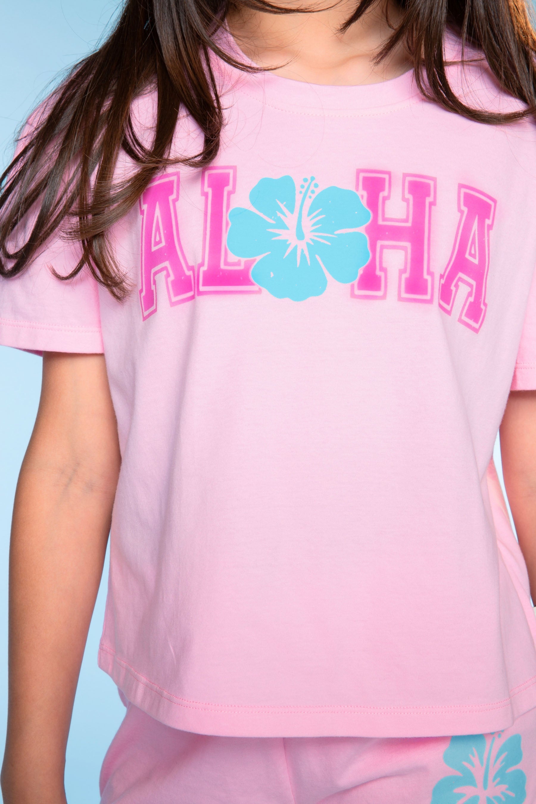 Washed Cotton Easy Tee & Dolphin Short Set - Lilac Hawaii