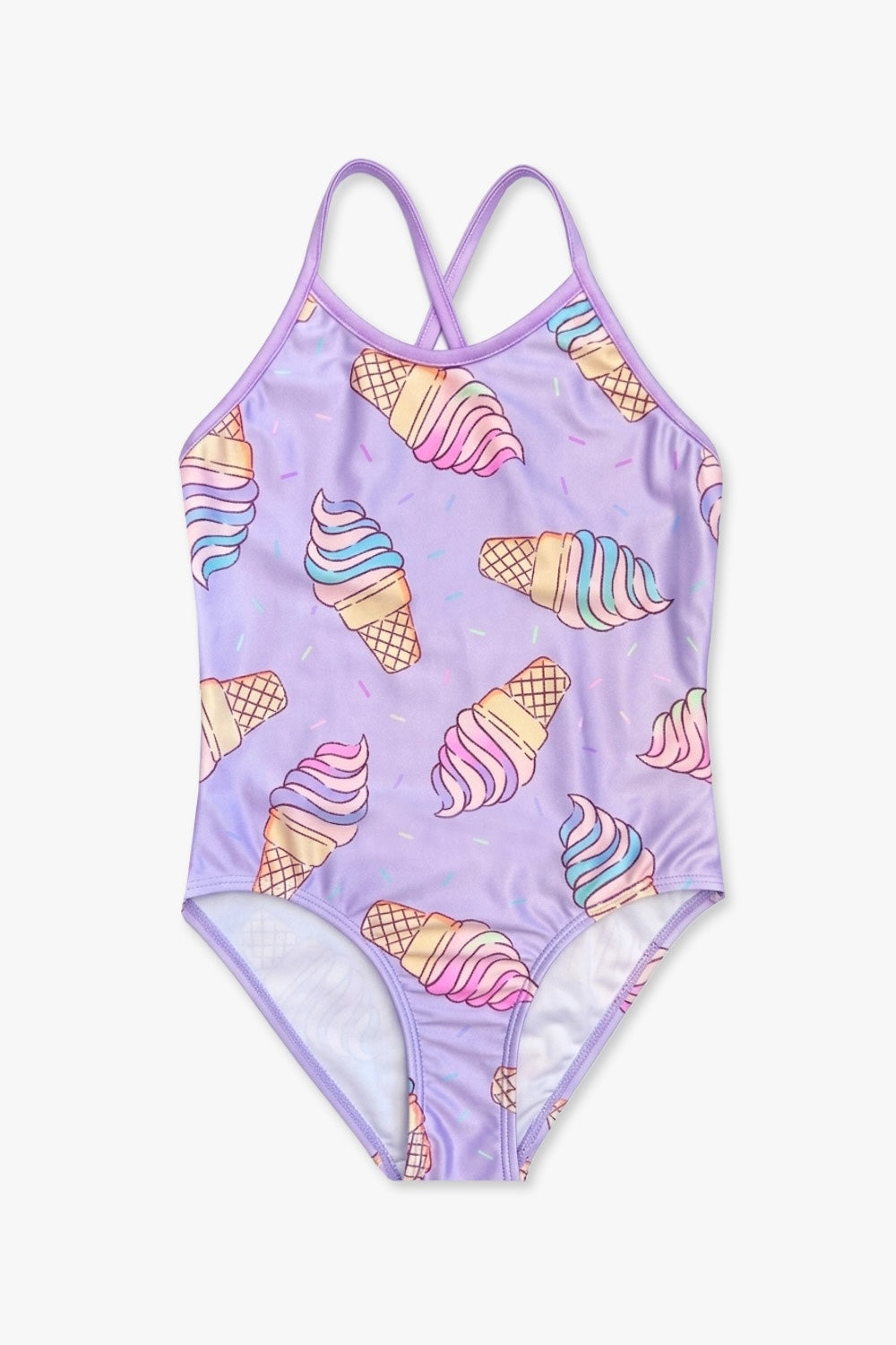 Strappy One Piece Swimsuit - Tie Dye Rainbow Ice Cream