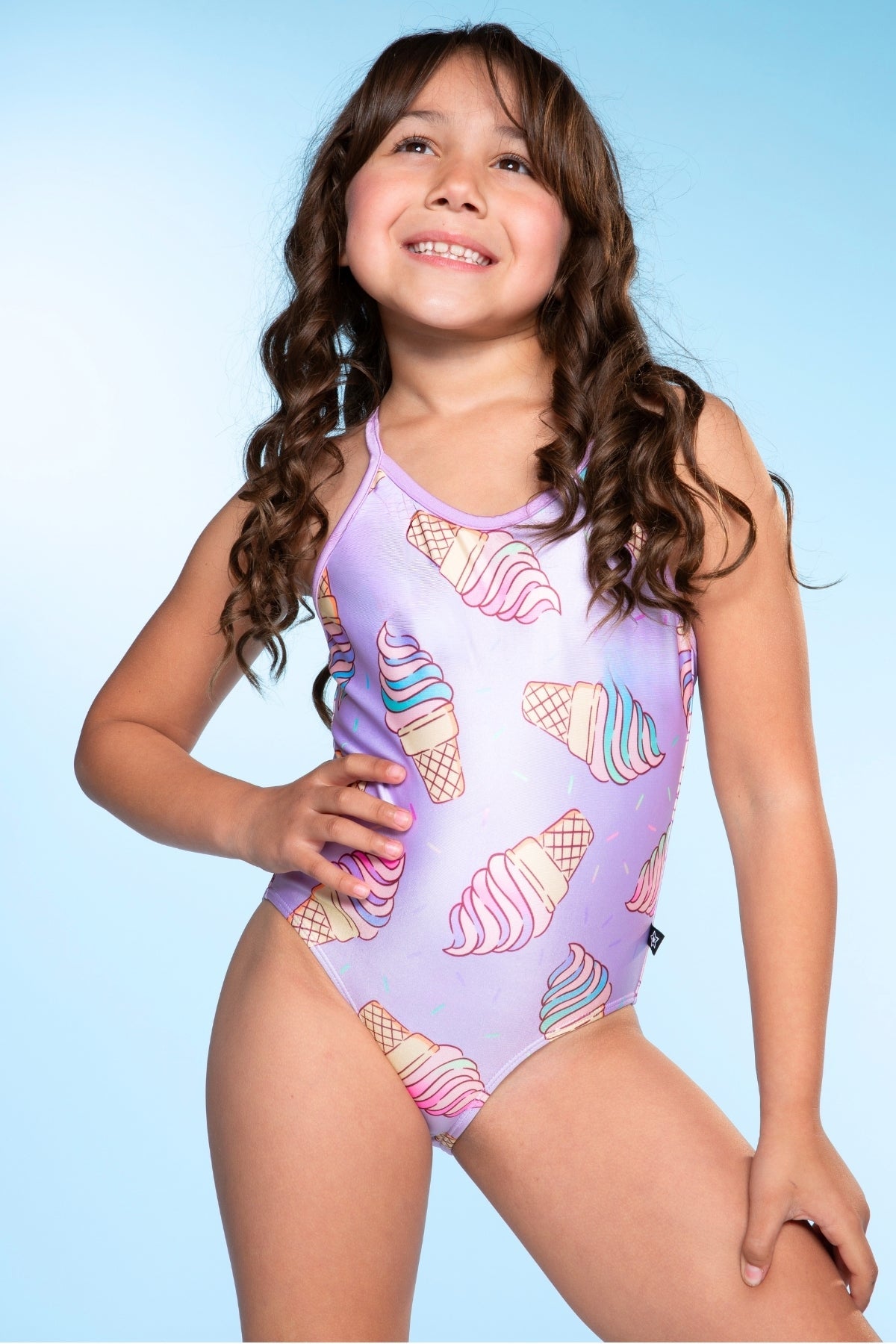 Strappy One Piece Swimsuit - Tie Dye Rainbow Ice Cream