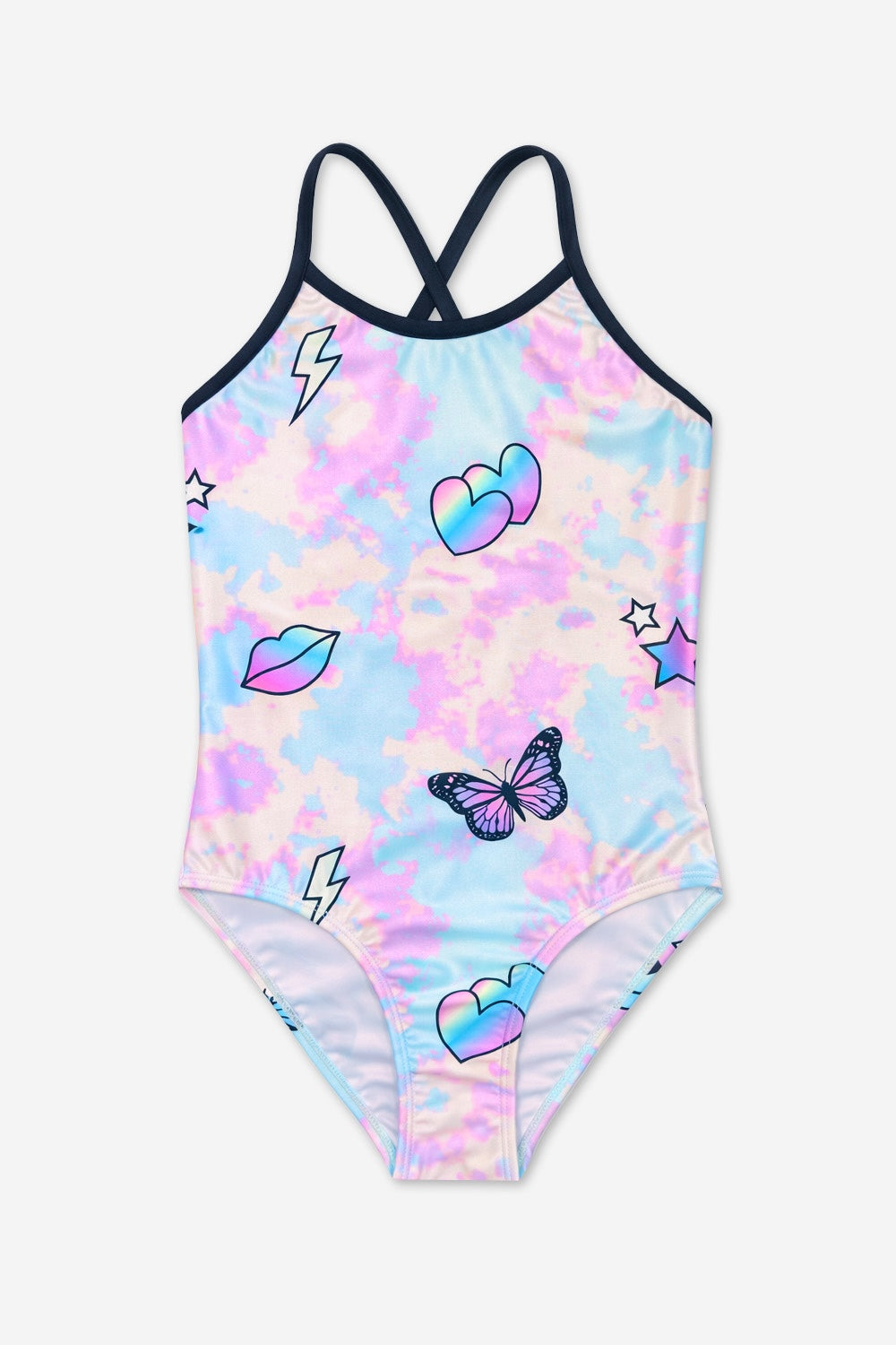Strappy One Piece Swimsuit - Tie Dye Rainbow Ice Cream