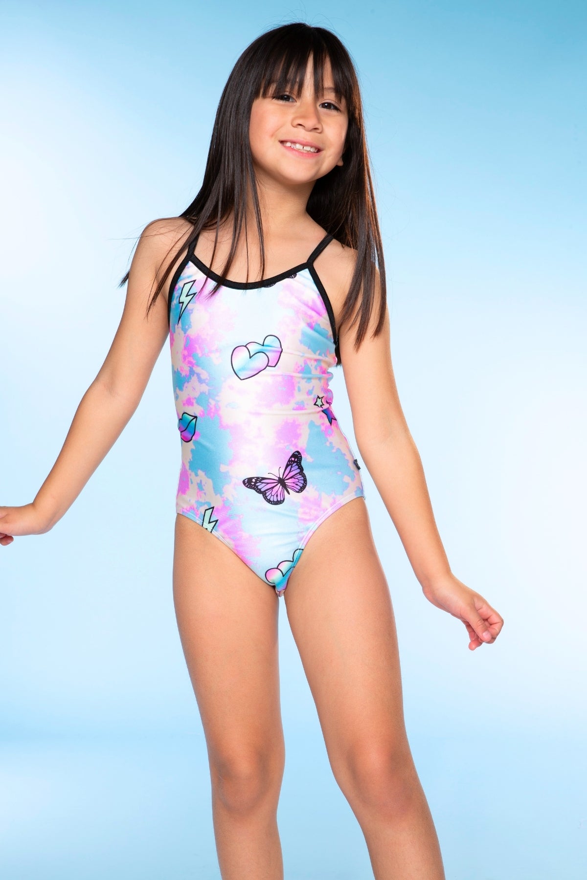 Strappy One Piece Swimsuit - Tie Dye Rainbow Ice Cream