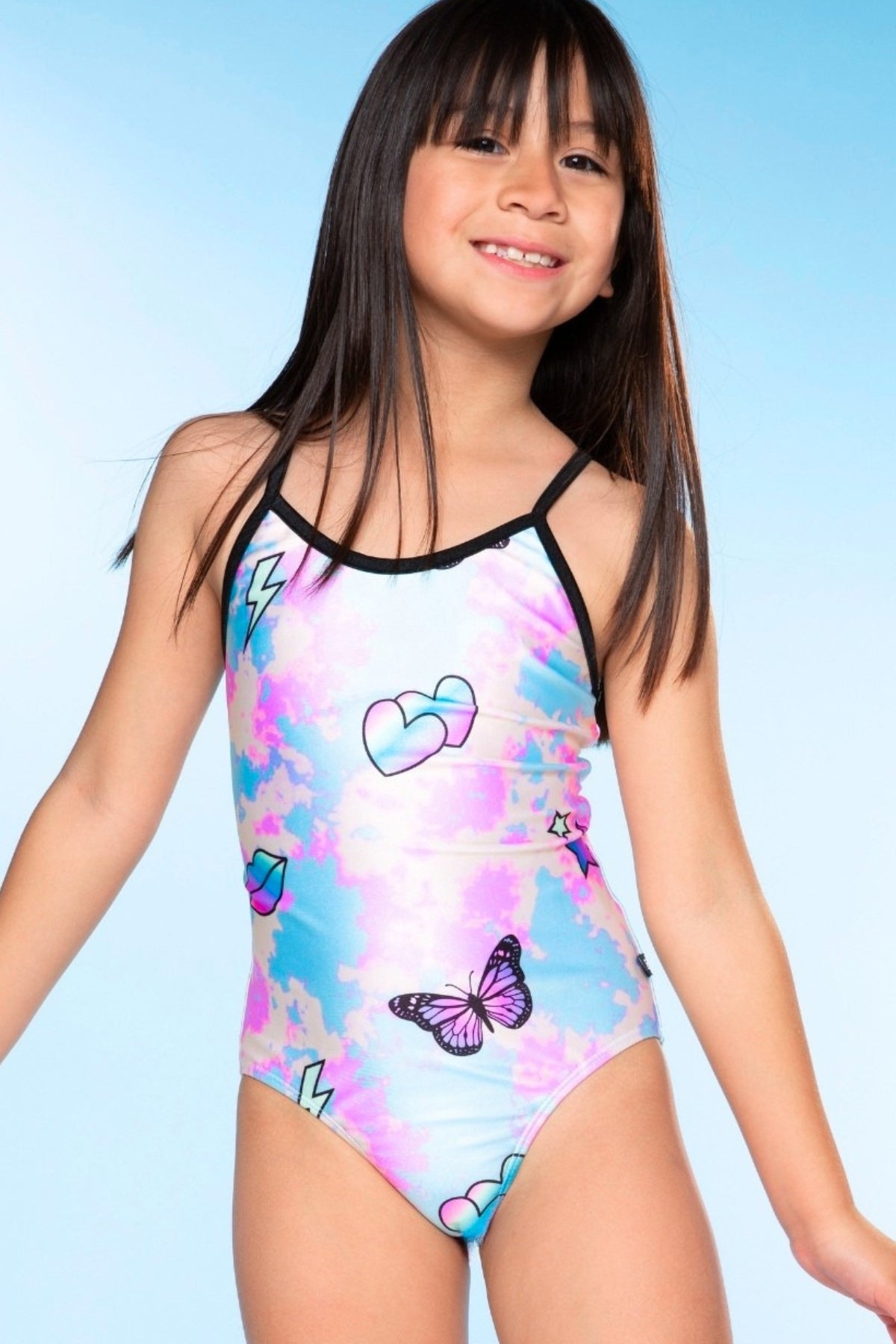Strappy One Piece Swimsuit - Tie Dye Rainbow Ice Cream