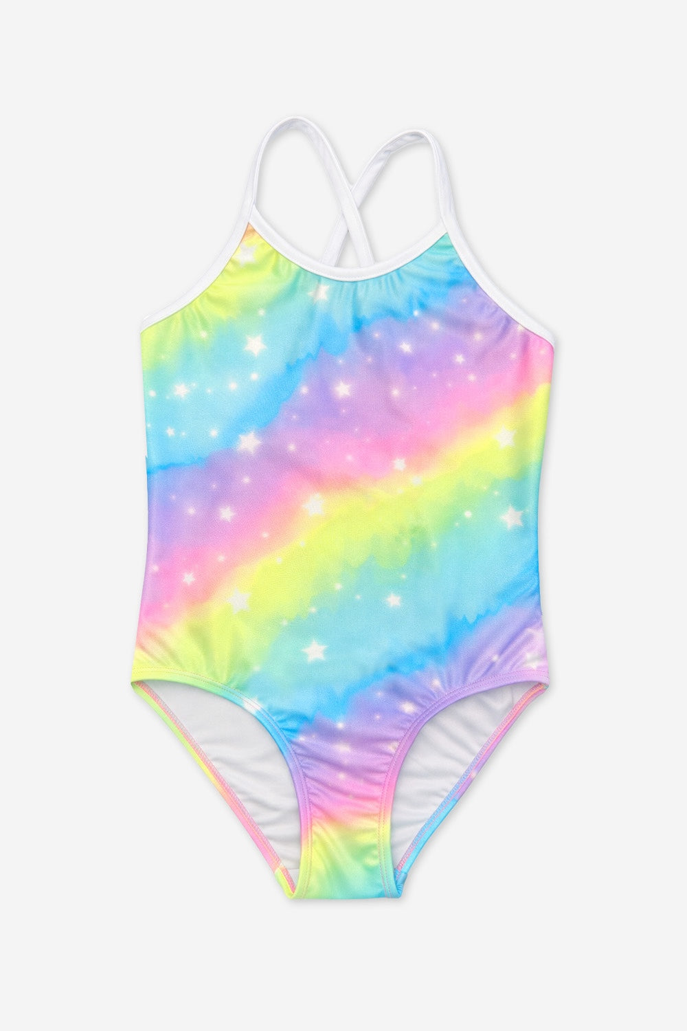 Strappy One Piece Swimsuit - Rainbow Smile & Stars