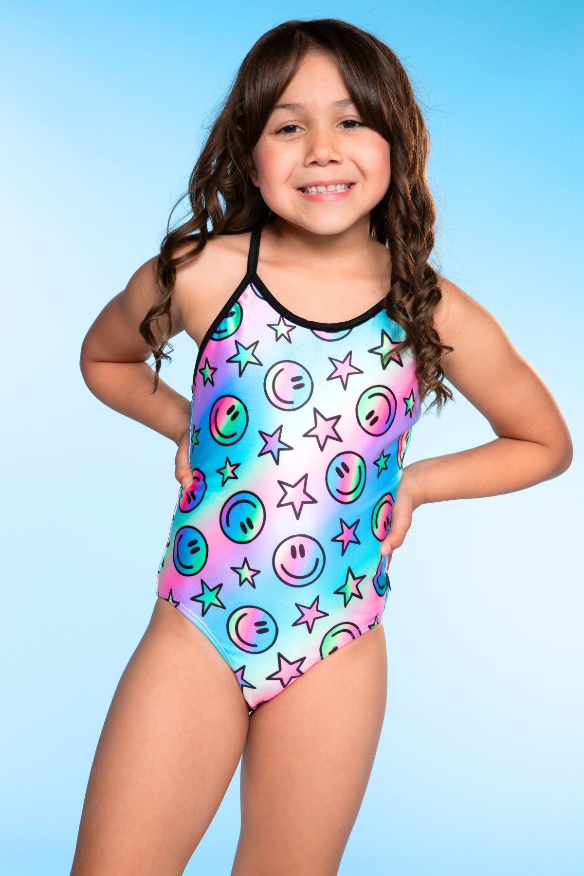 Strappy One Piece Swimsuit - Tie Dye Rainbow Ice Cream