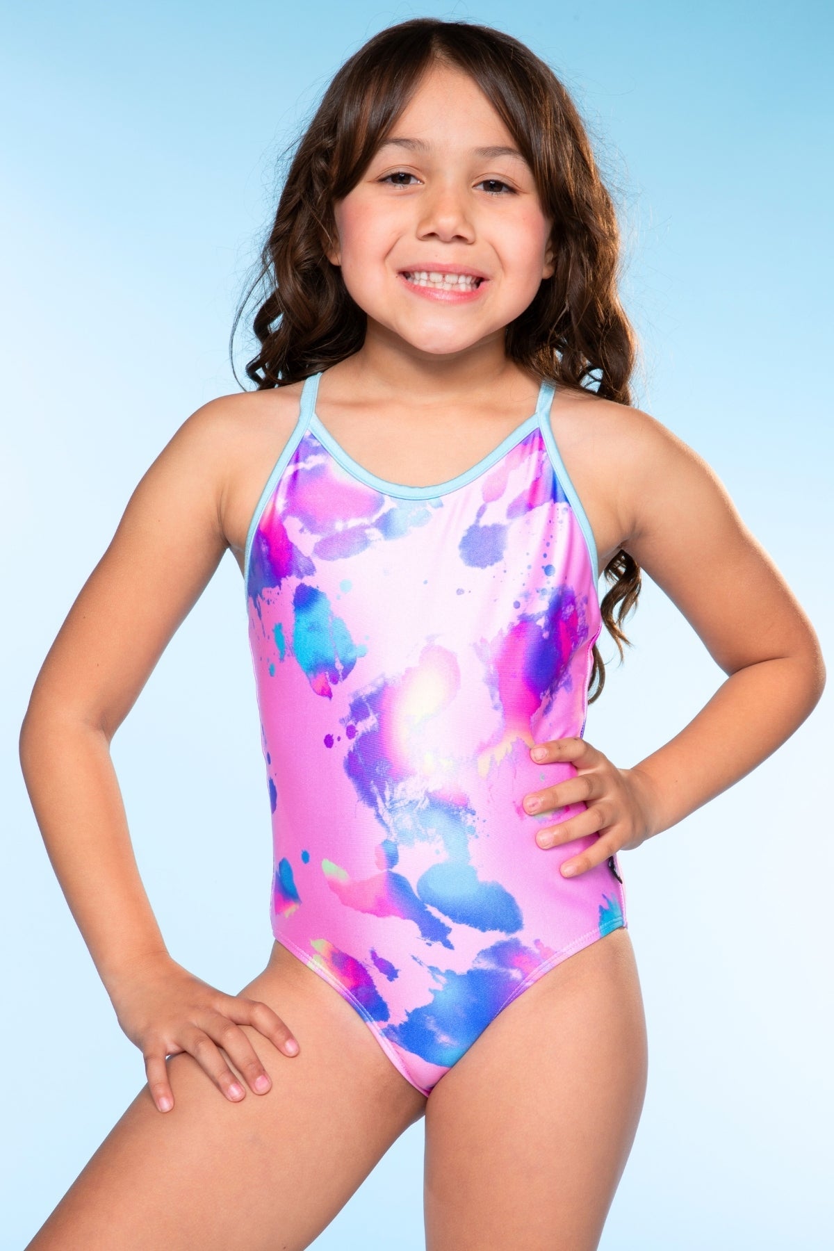 Strappy One Piece Swimsuit - Tie Dye Rainbow Ice Cream