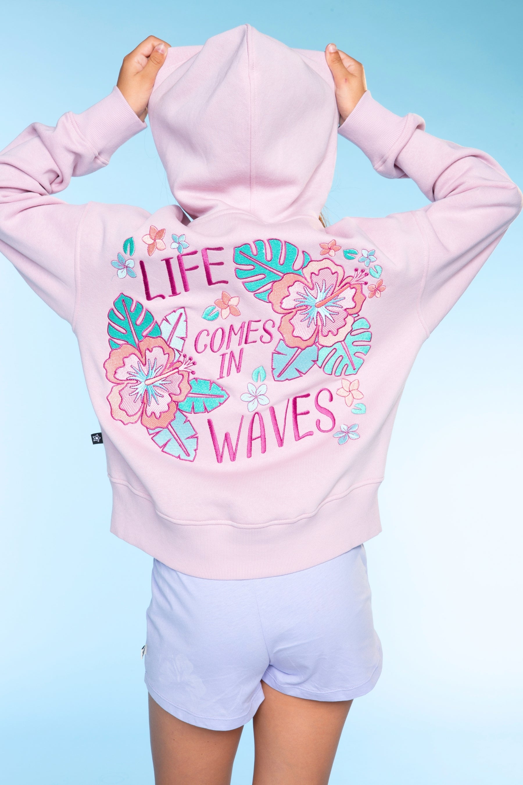 Cloud Soft French Terry Everyday Hoodie - Blush Focus On The Good Ditsy Lilac Floral