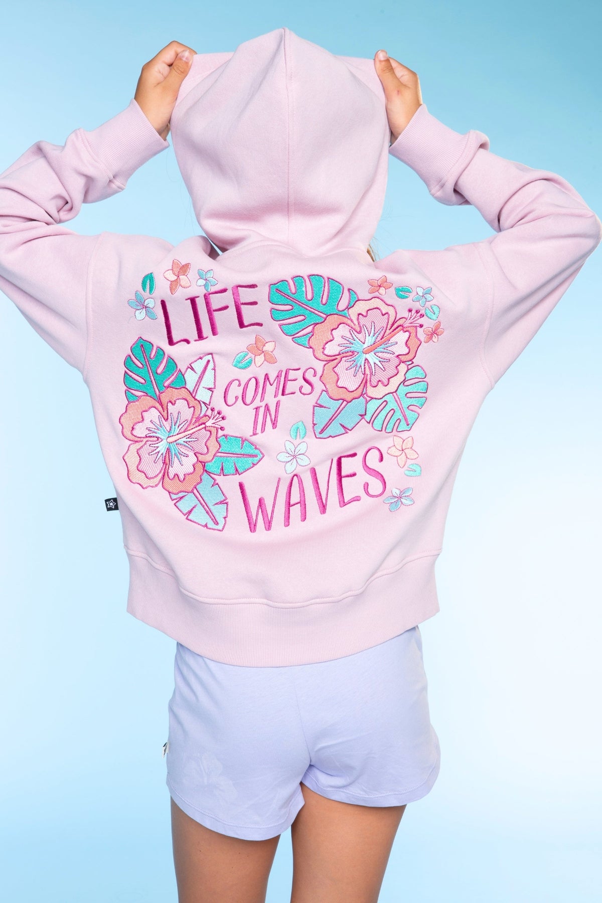 Cloud Soft French Terry Everyday Hoodie - Blush Focus On The Good Ditsy Lilac Floral
