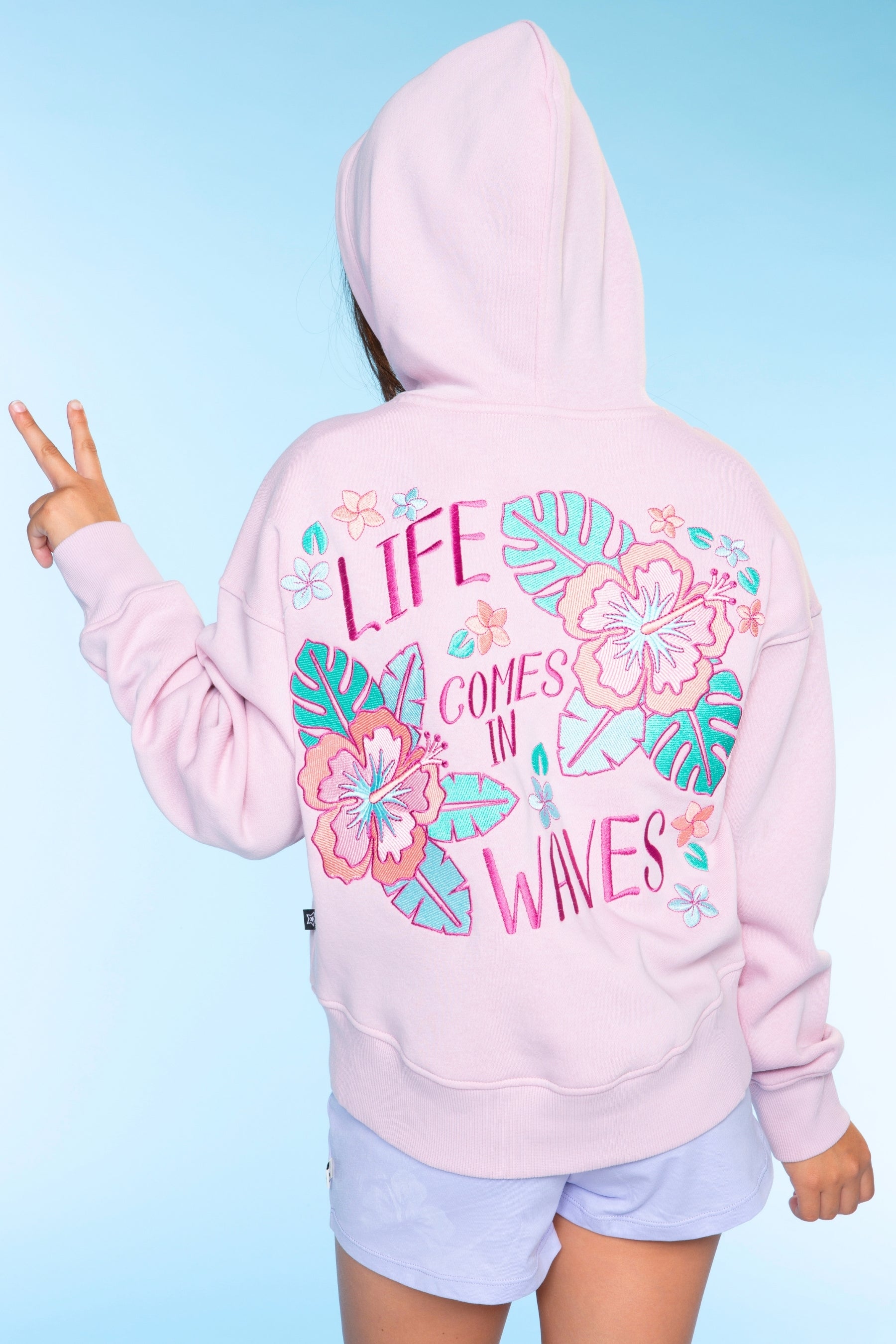 Cloud Soft French Terry Everyday Hoodie - Blush Focus On The Good Ditsy Lilac Floral