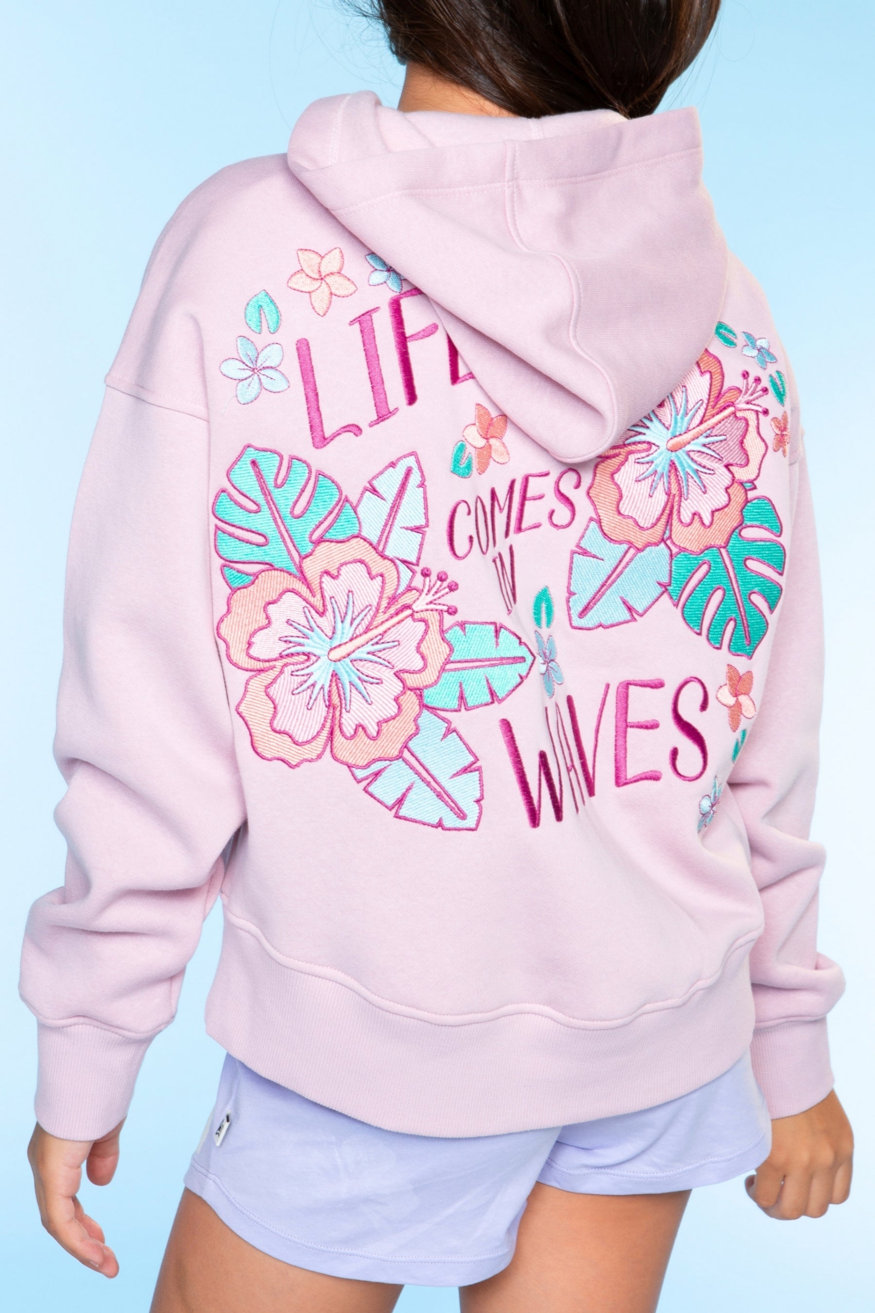 Cloud Soft French Terry Everyday Hoodie - Blush Focus On The Good Ditsy Lilac Floral