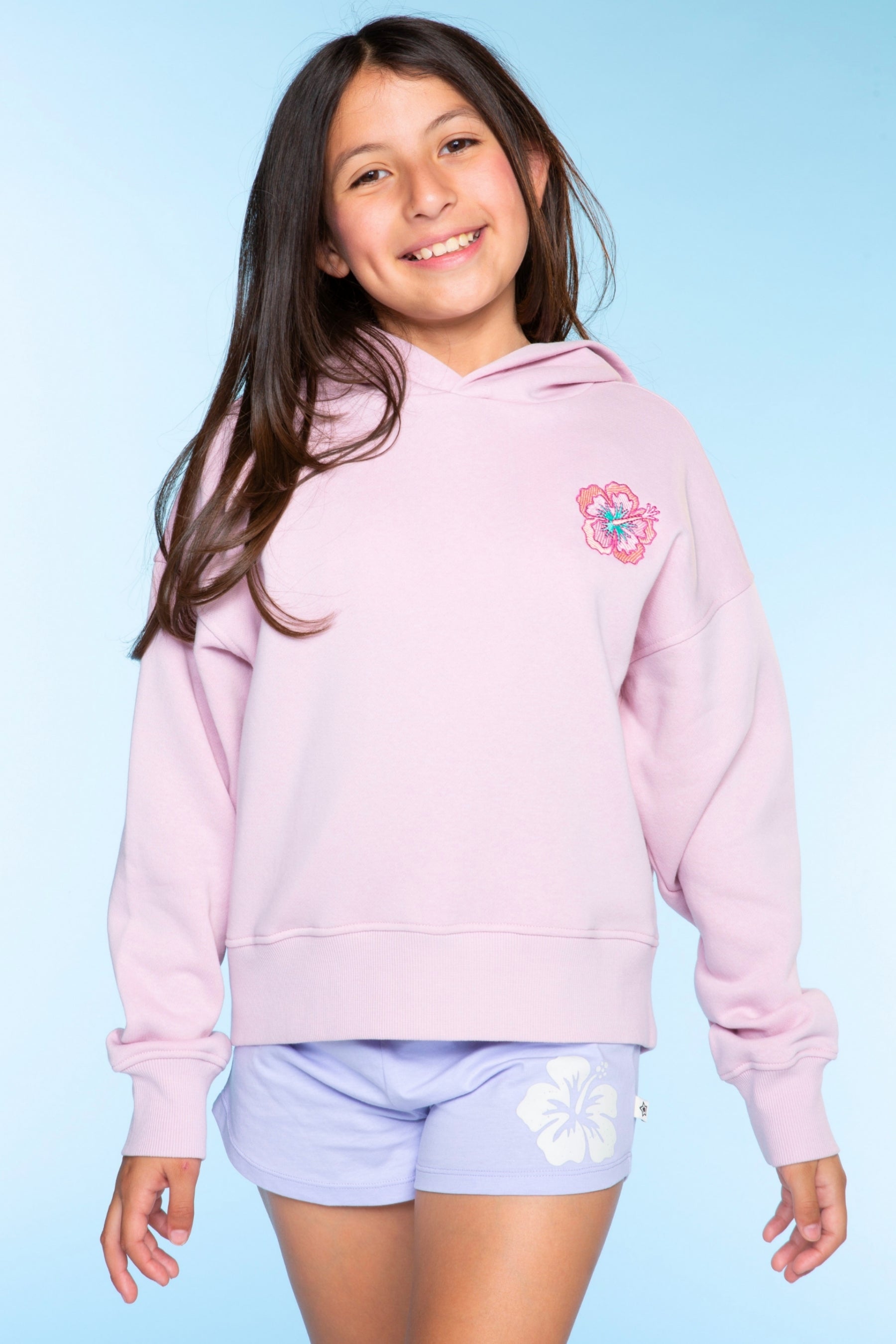 Cloud Soft French Terry Everyday Hoodie - Blush Focus On The Good Ditsy Lilac Floral