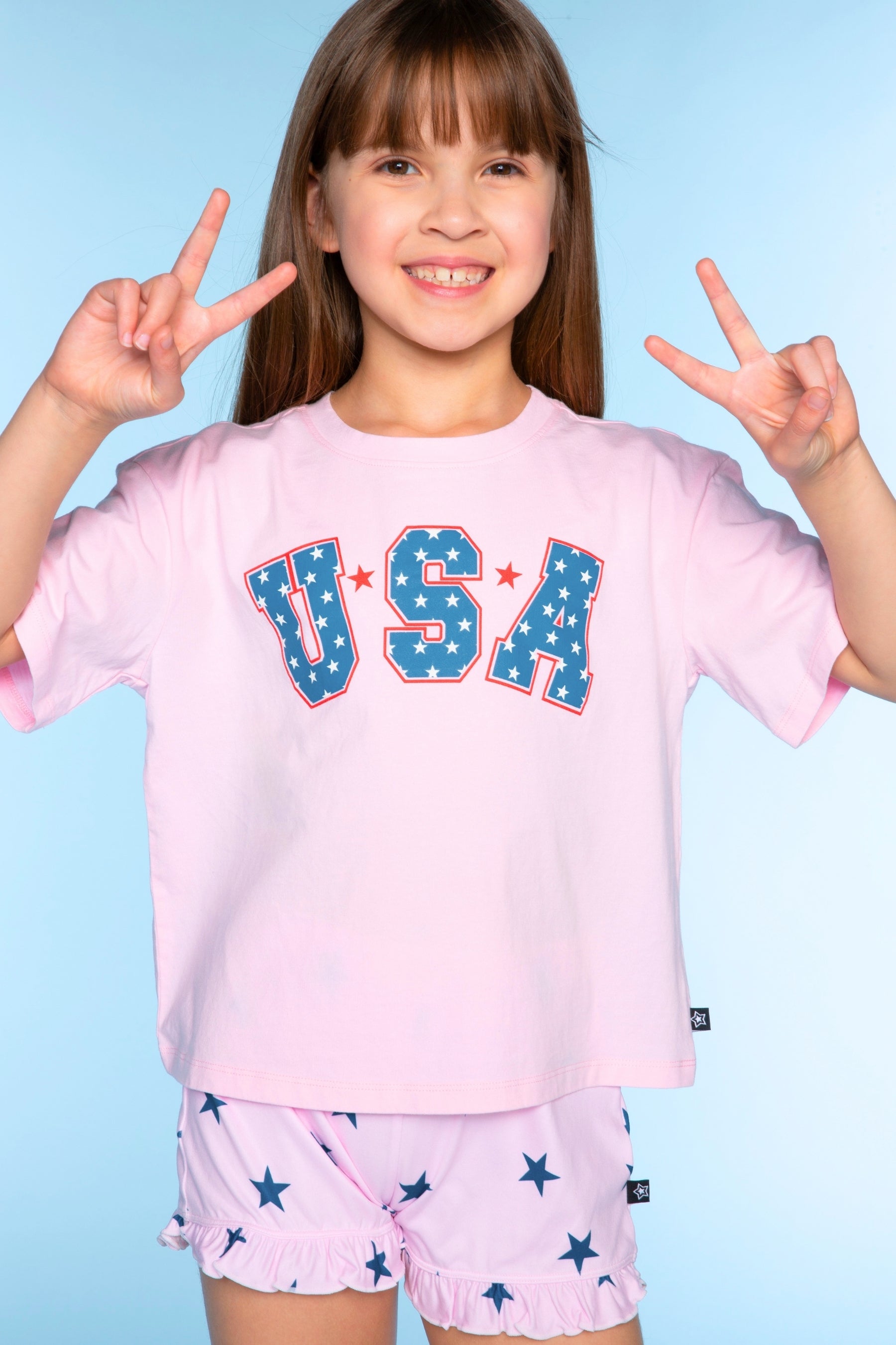 Washed Cotton Drop Shoulder Tee. - Lt Pink USA - NEW!