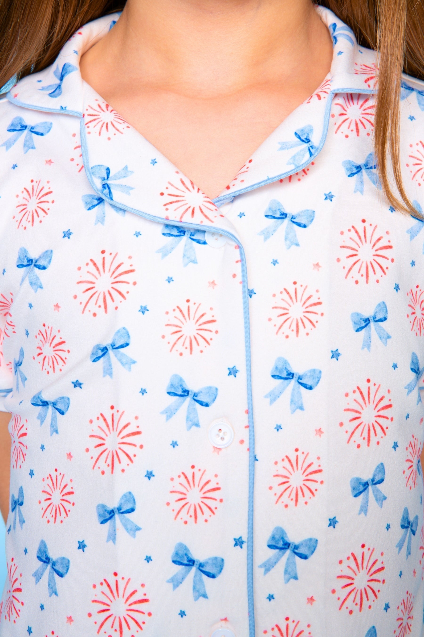 Short Sleeve Simply Soft Button Down Top & Short - Pink Ditsy Floral