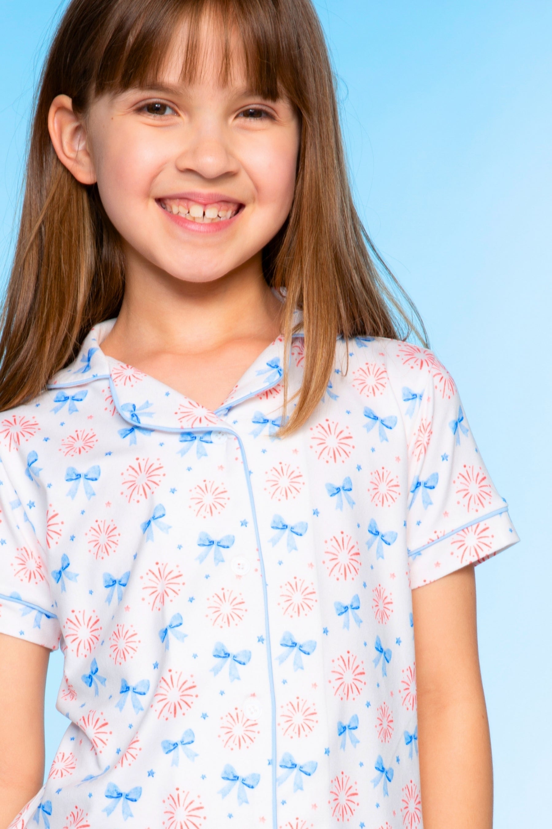 Short Sleeve Simply Soft Button Down Top & Short - Pink Ditsy Floral