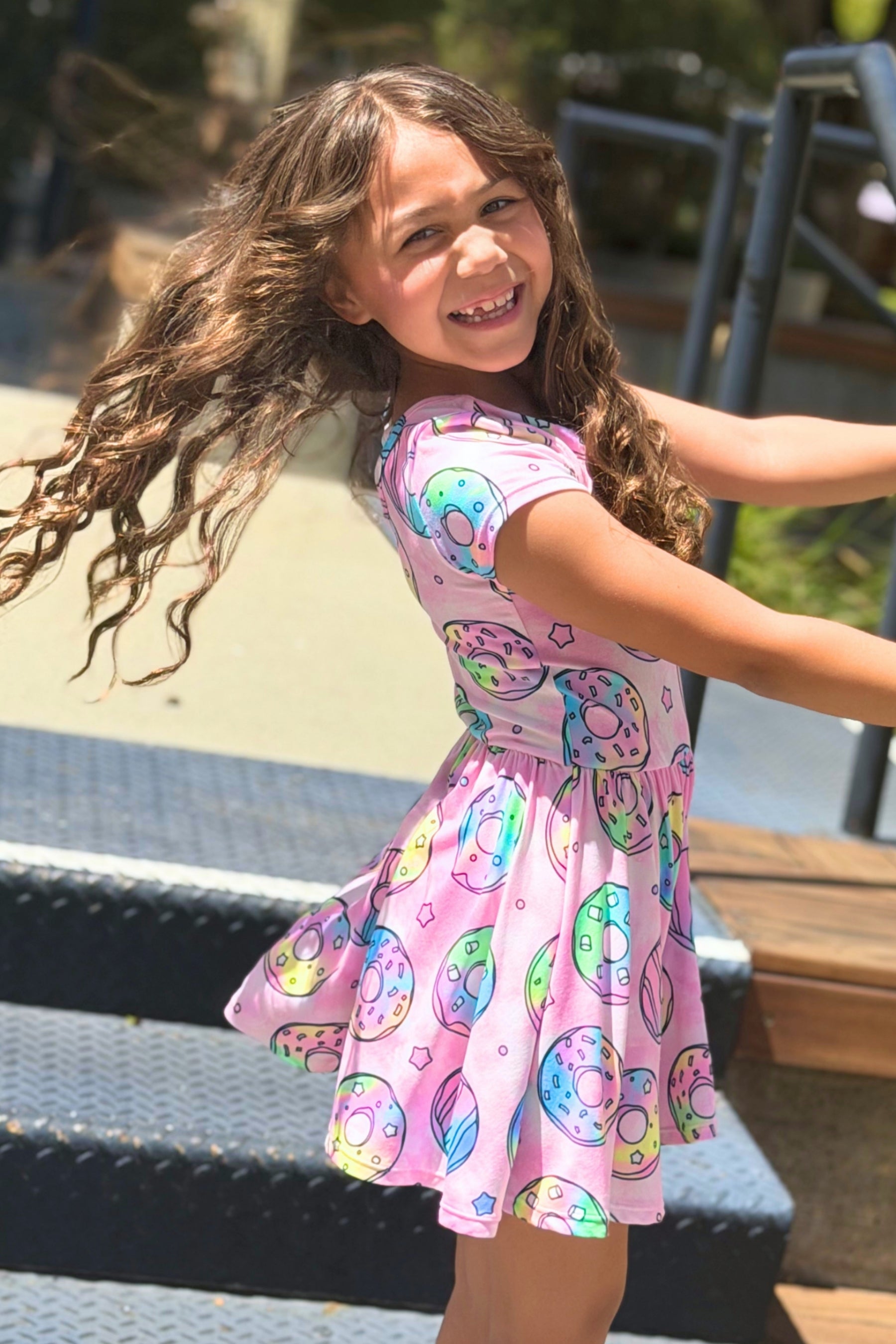 Simply Soft Short Sleeve Be Happy Dress - Pink Leopard Rainbow