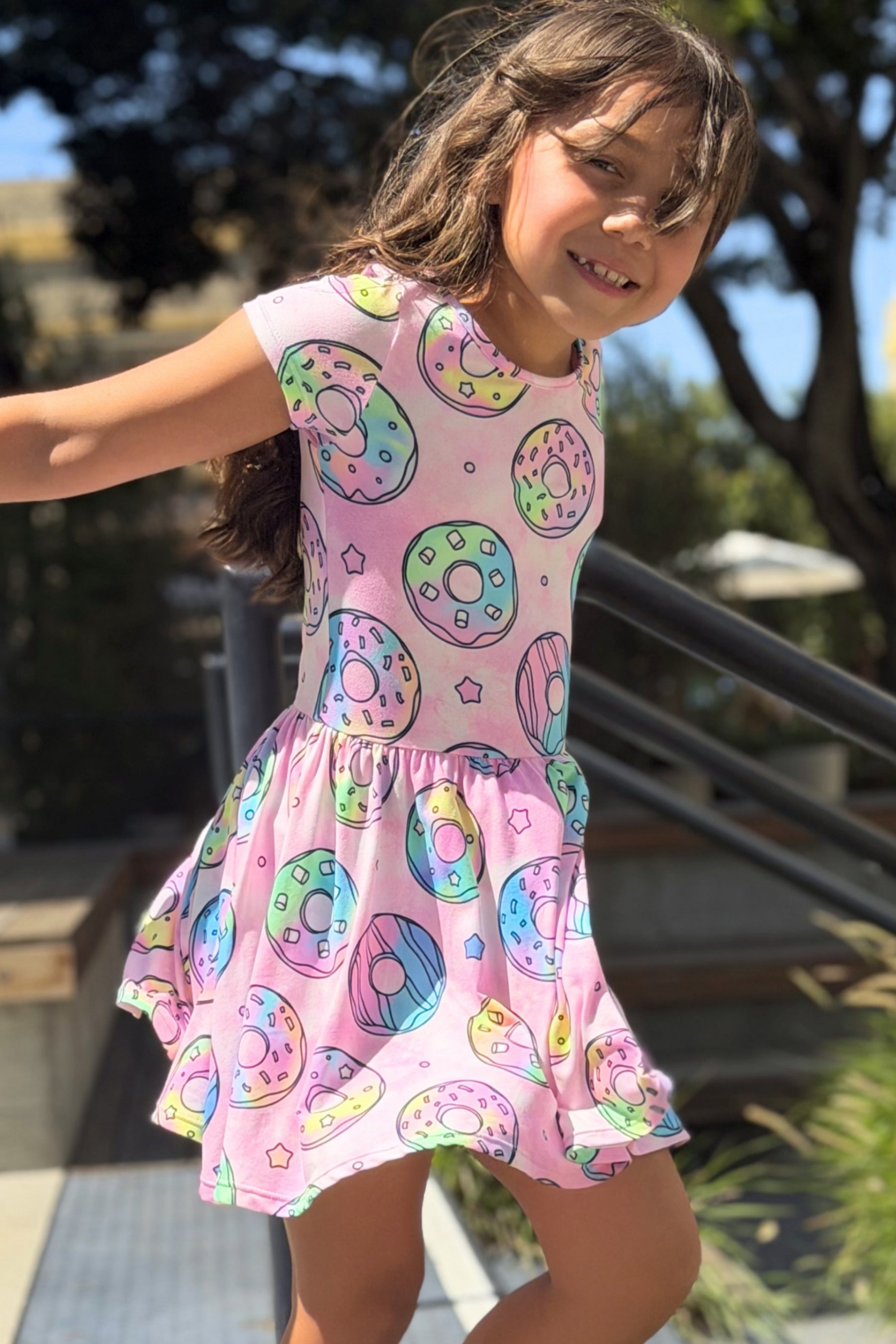 Simply Soft Short Sleeve Be Happy Dress - Pink Leopard Rainbow