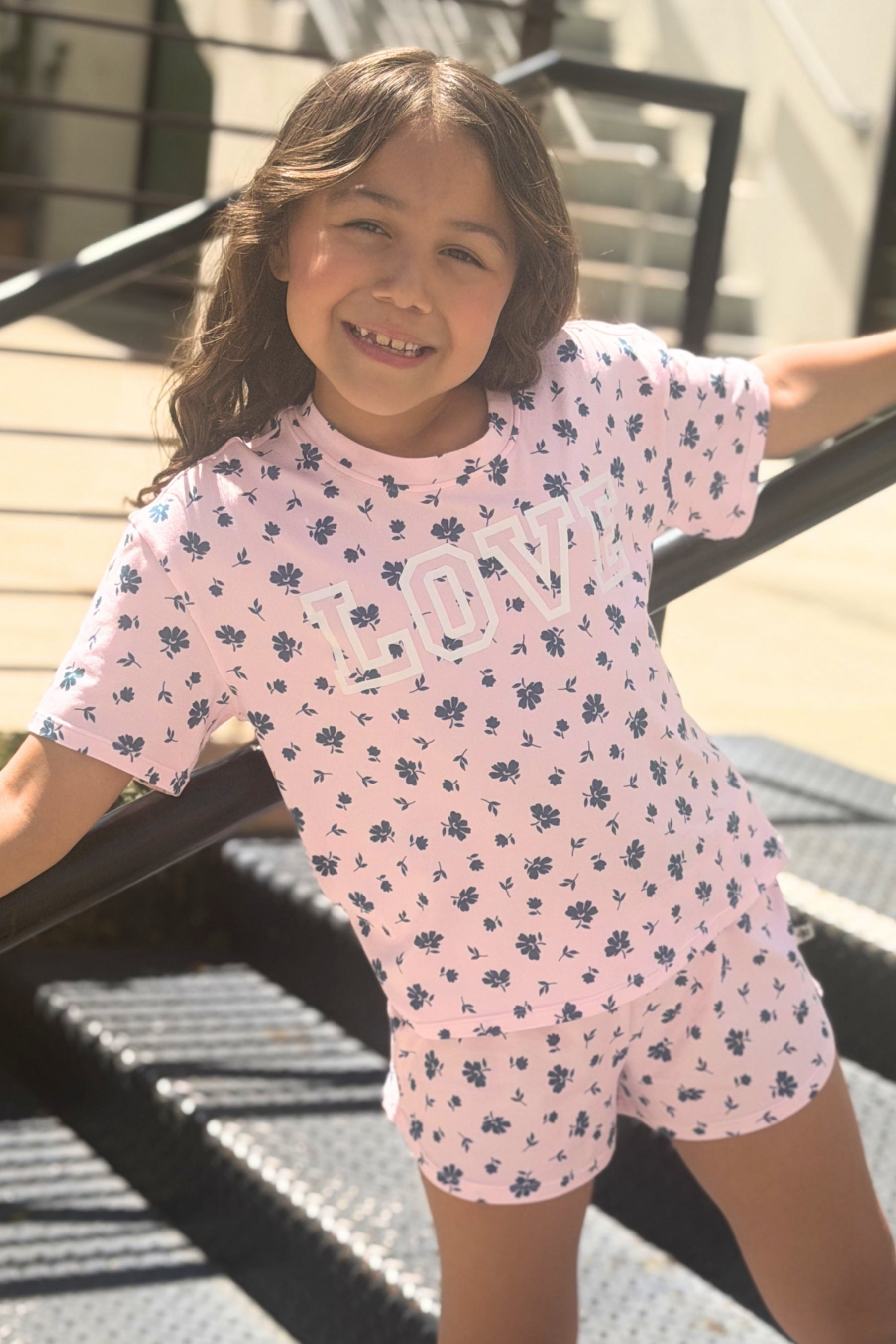 Simply Soft Easy Tee & Dolphin Short Set - Lt Blue Pink Foil Ice Cream