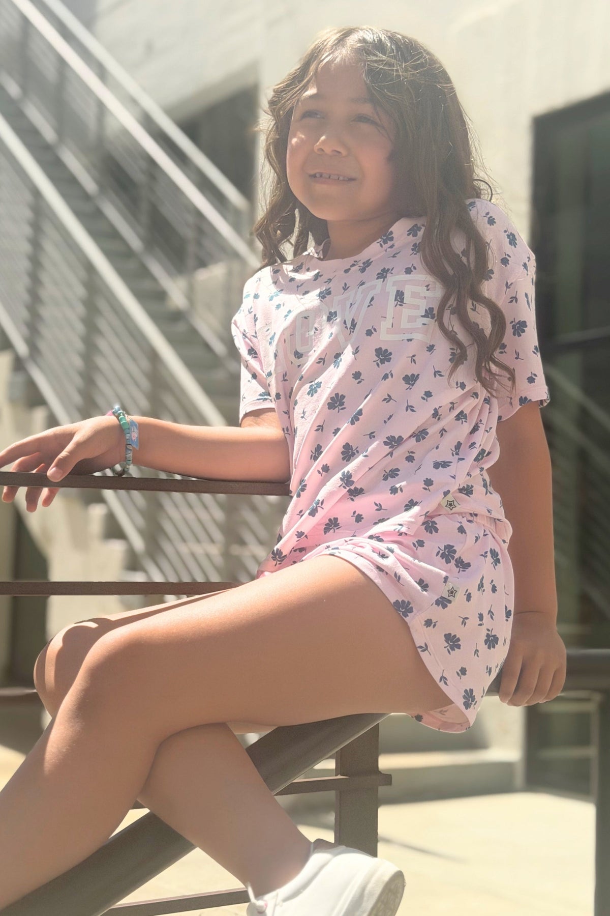 Simply Soft Easy Tee & Dolphin Short Set - Pink Denim Floral Love