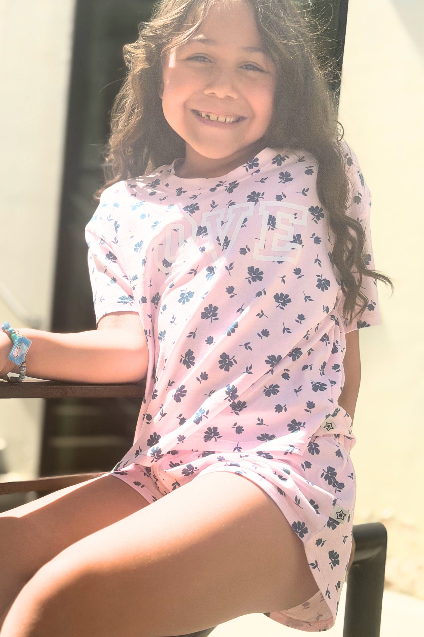 Simply Soft Easy Tee & Dolphin Short Set - Lt Blue Pink Foil Ice Cream