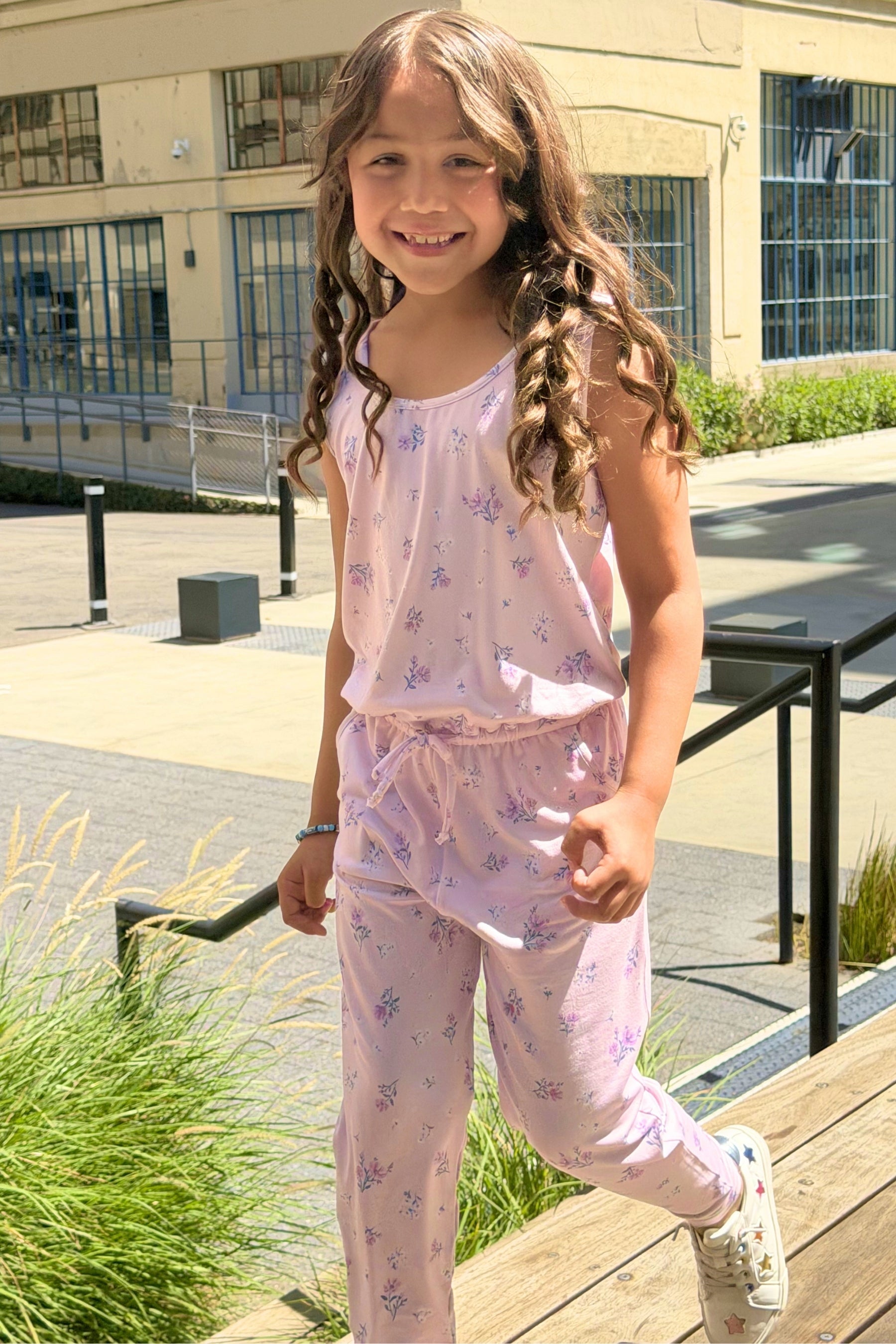 Simply Soft Long Jumpsuit - Blush Pink Ditsy Floral - NEW!