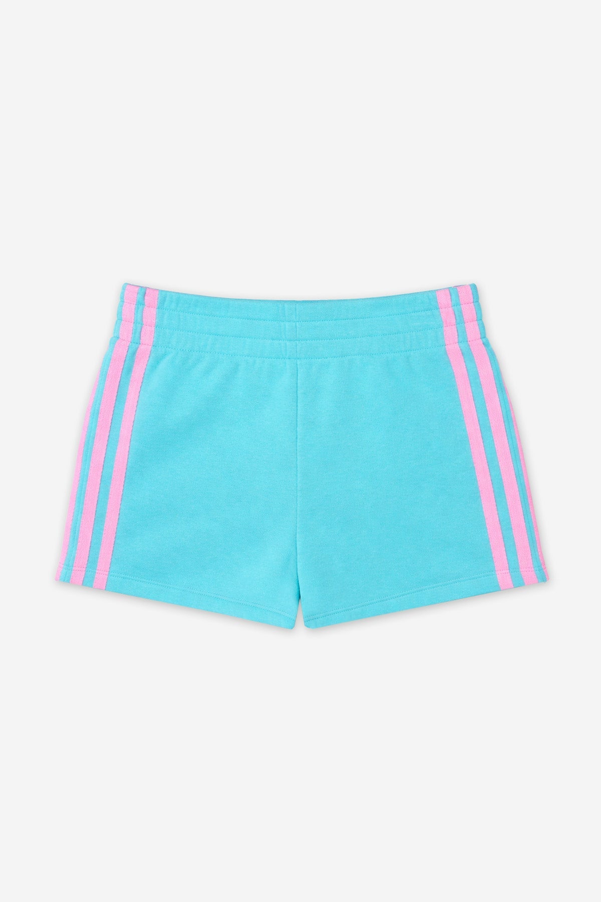 French Terry Smocked Striped Short - Pink Denim