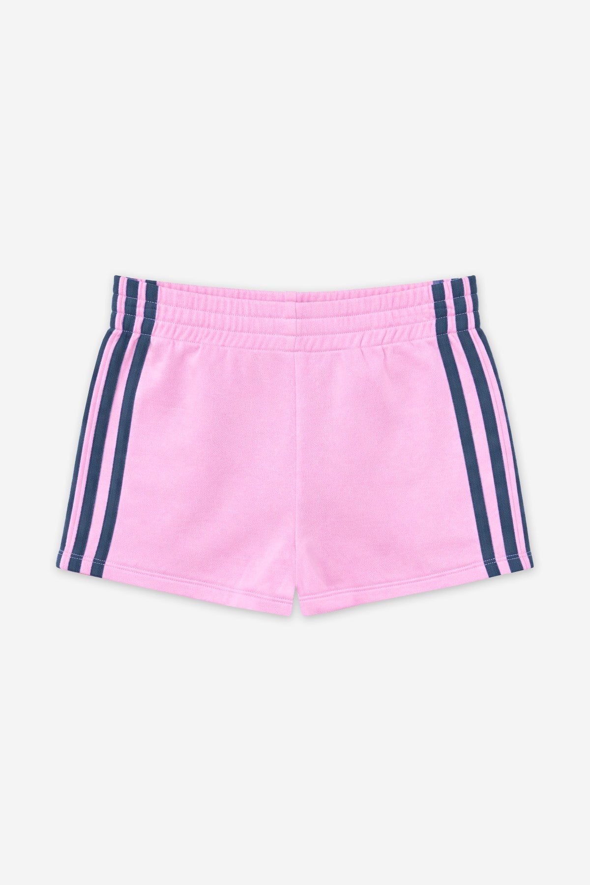 French Terry Smocked Striped Short - Pink Denim