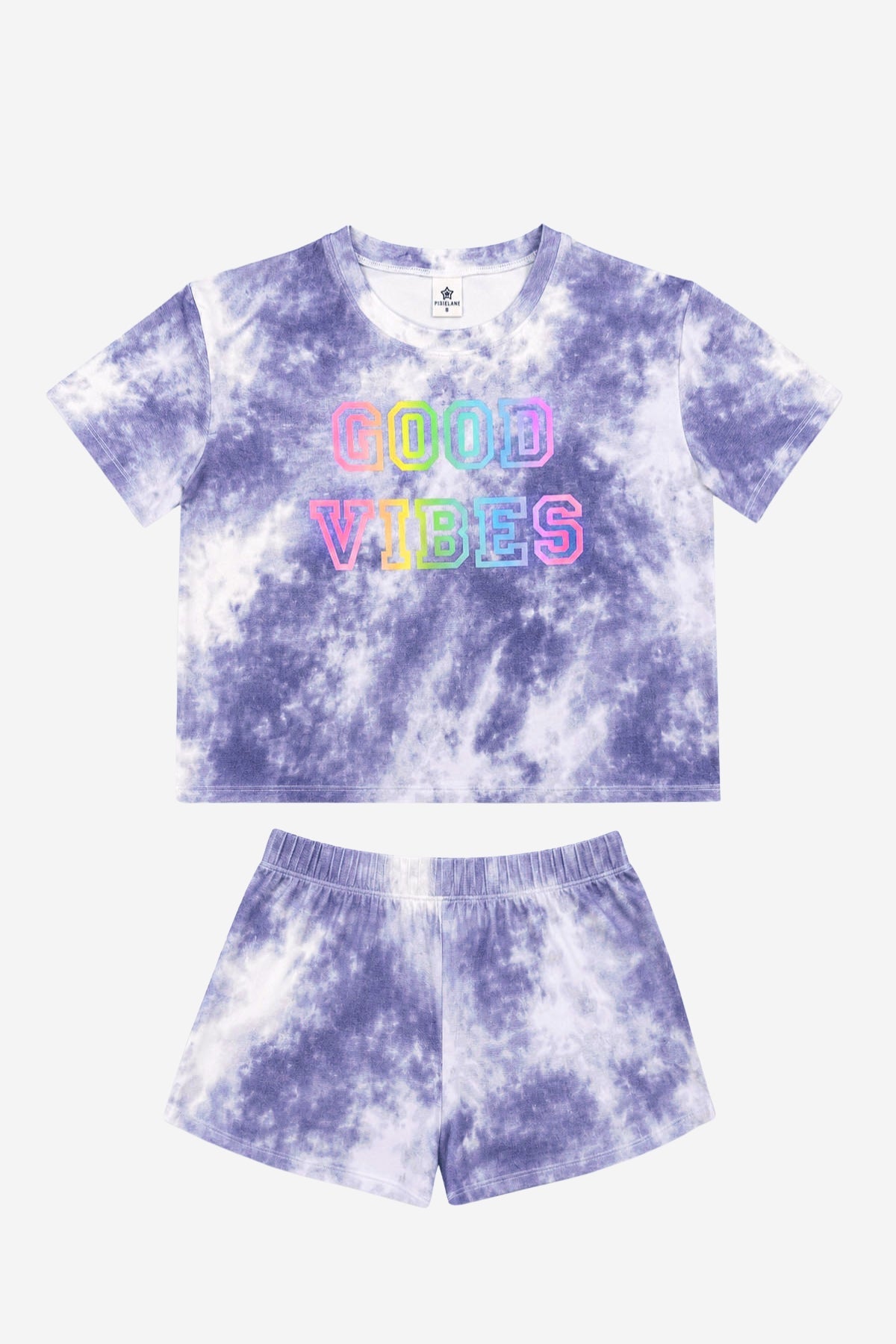 Simply Soft Easy Tee & Dolphin Short Set - Lt Blue Pink Foil Ice Cream