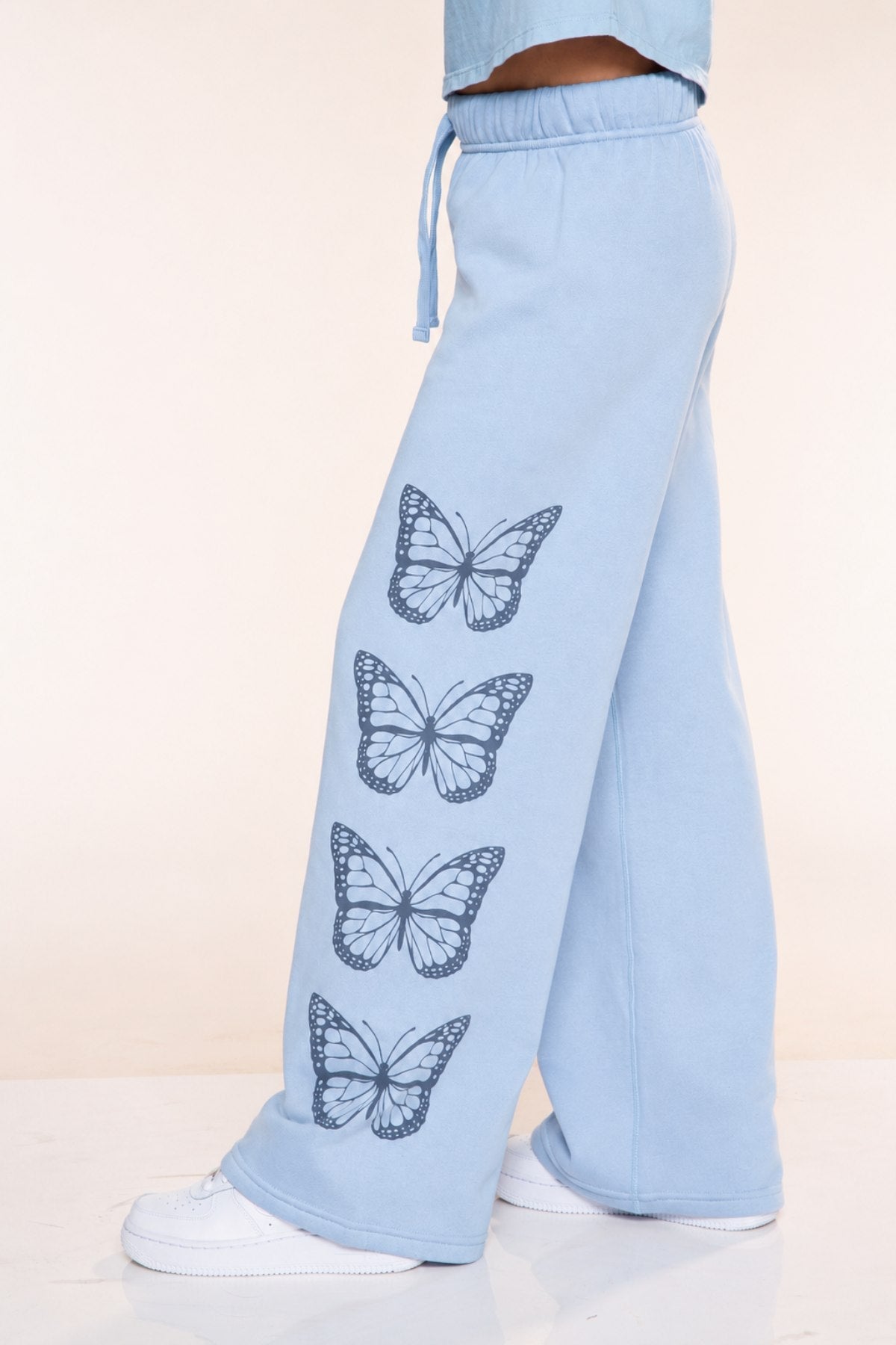 Cloud Soft French Terry Wide Leg Pant - Charcoal Heart Bolt - NEW!
