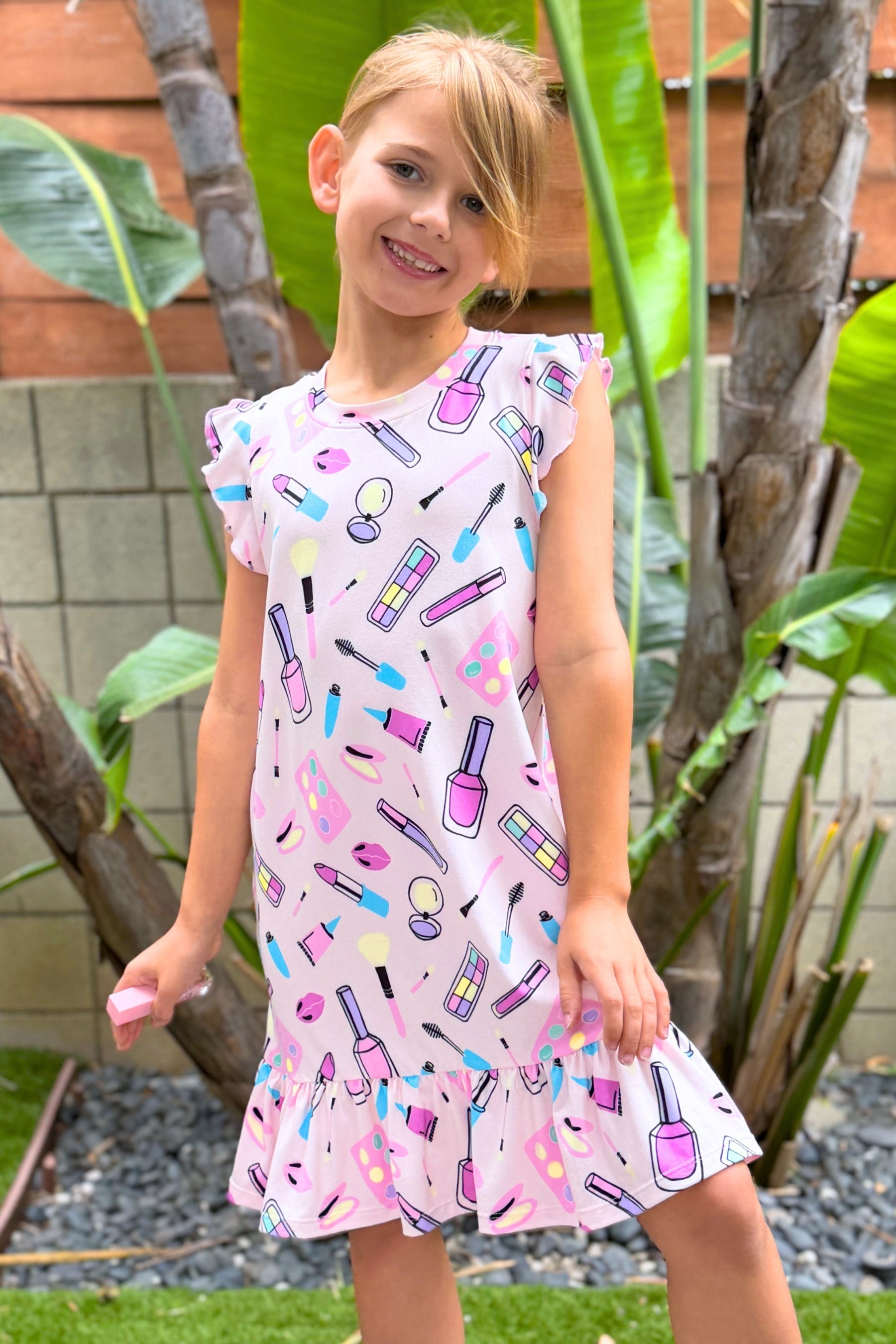 Simply Soft Flutter Sleeve Lounge Dress - Light Pink Makeup