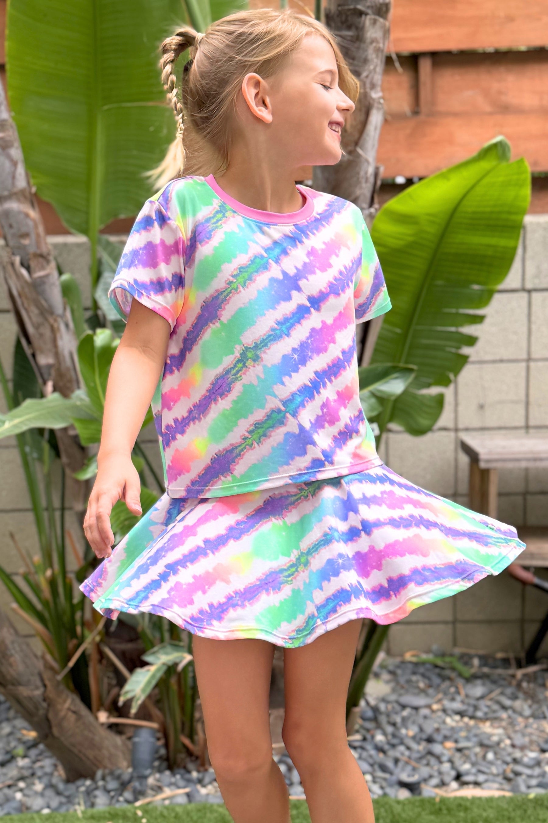 Simply Soft Easy Tee & Skort Set - Denim Tie Dye Graffiti Elements - NEW!