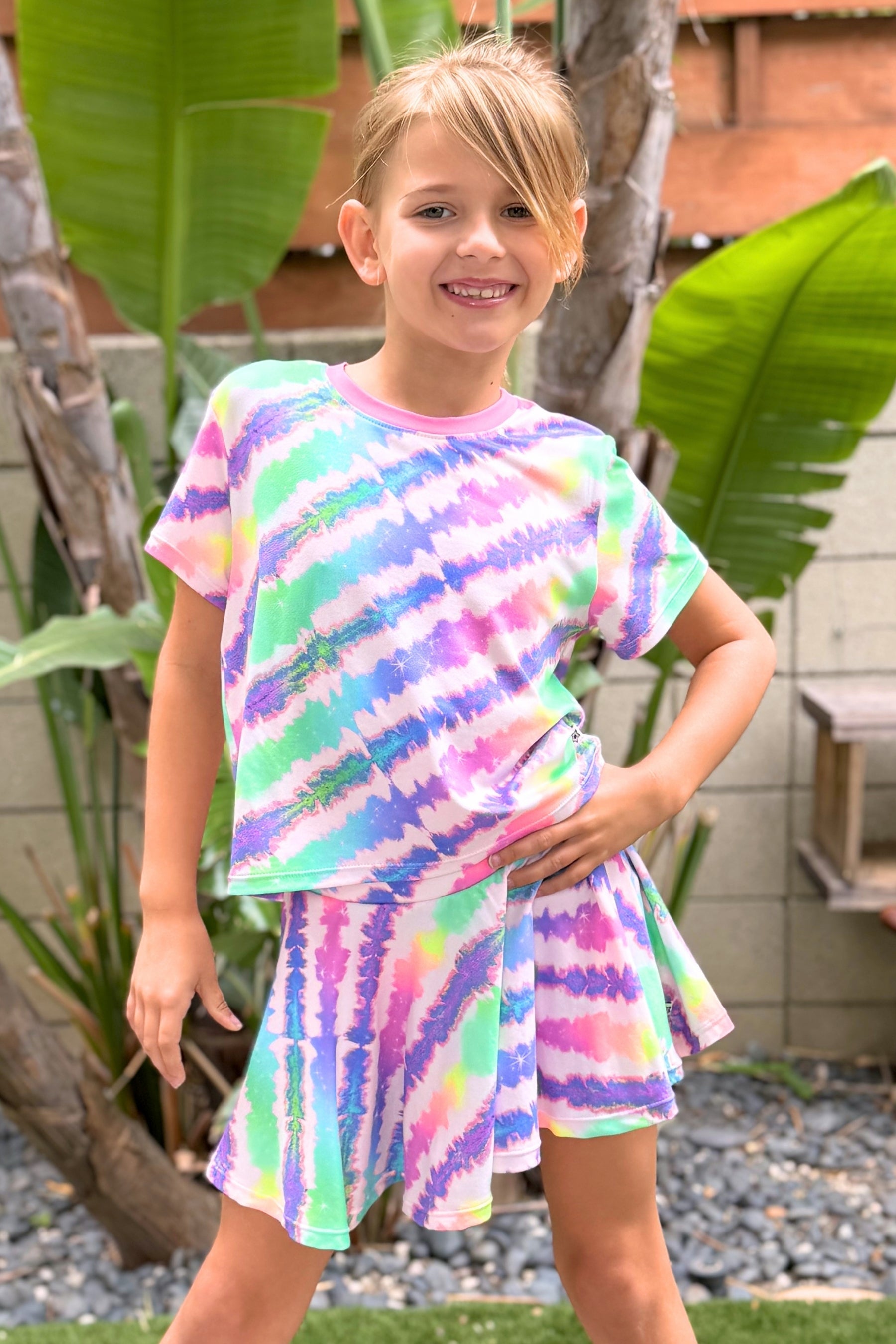 Simply Soft Easy Tee & Skort Set - Rainbow Tie Dye - NEW!