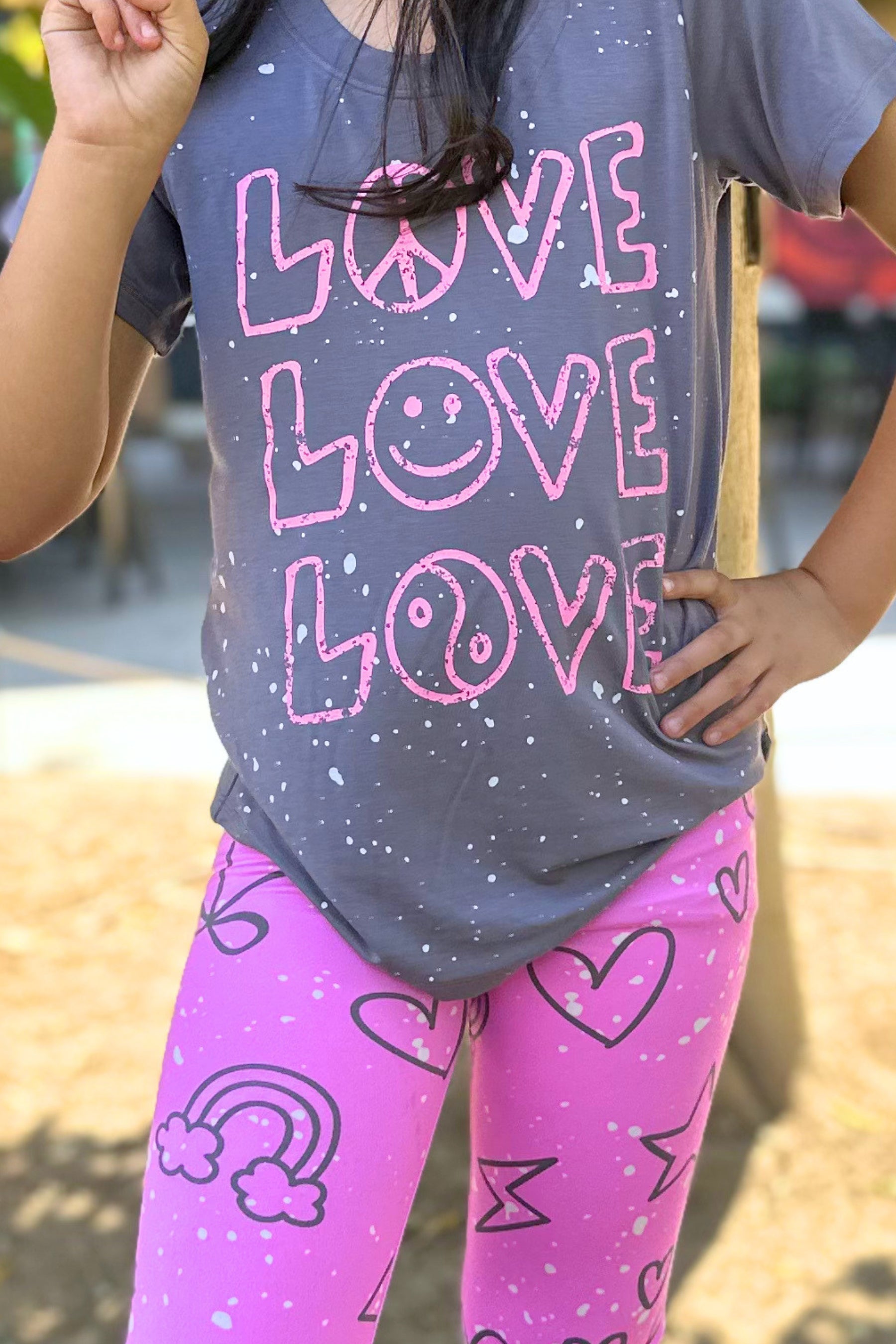 2 Pack Modal Short Sleeve Top & Simply Soft Long Legging - Charcoal Pink Love Splatter | Neon Pink Sketch Emoji - NEW!