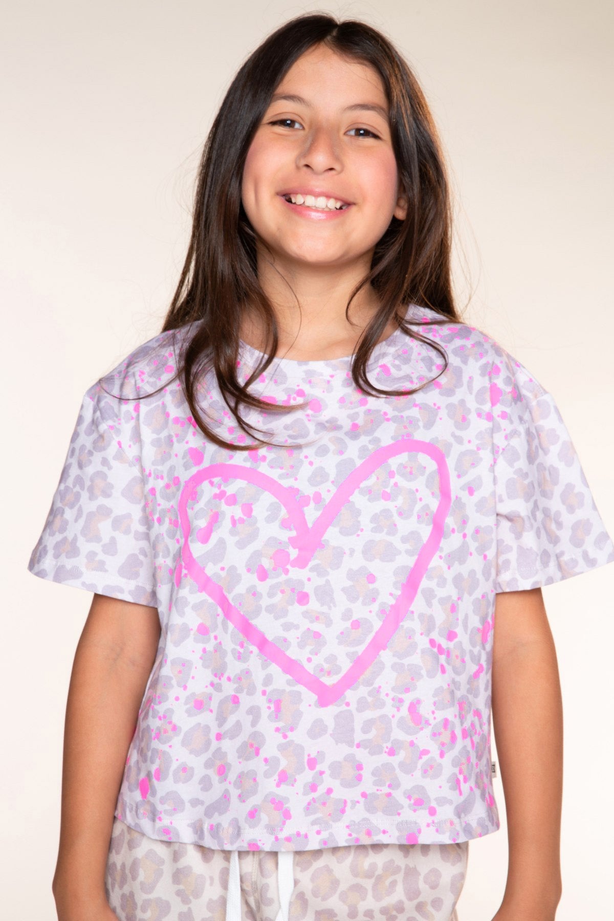 Washed Cotton Drop Shoulder Tee. - Mauve Floral Rainbow - NEW!