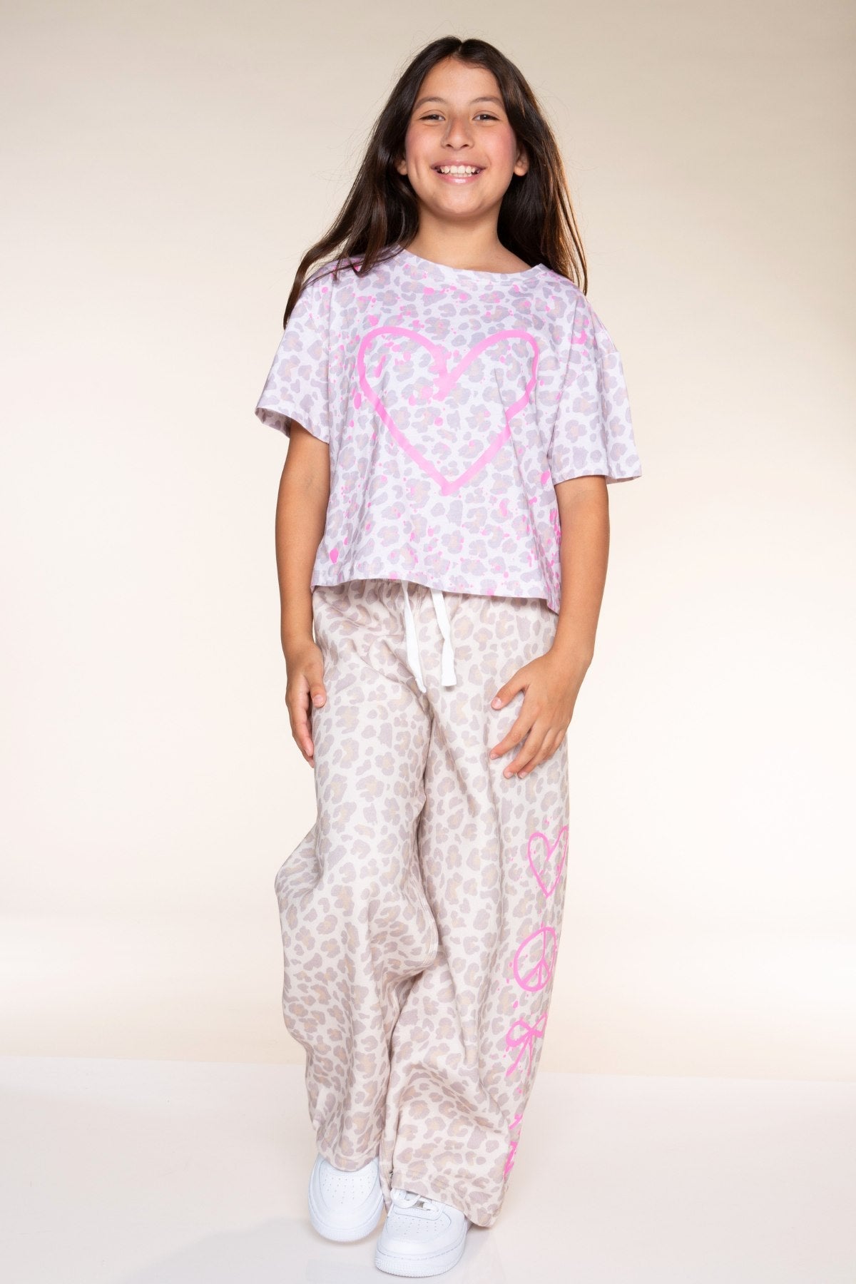 Washed Cotton Drop Shoulder Tee. - Mauve Floral Rainbow - NEW!